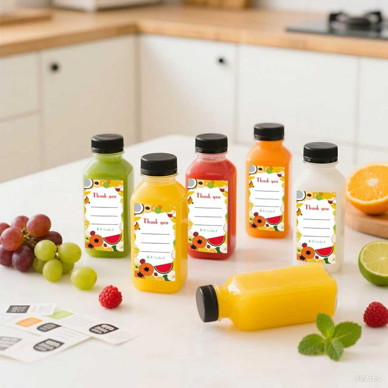 Sanyuanzhou 48pcs 8oz Juice bottle with caps,Plastic bottles with caps, Reusable Clear Bulk Beverage Containers for Juice, Milk and Other Beverages