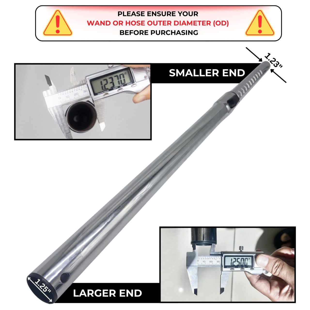 1.25 Inch Stainless Steel Vacuum Extension Wand Compatible with Vacuums using 1 1/4 Inch (1.25in) 32mm Accessories - 1 1/4 Vacuum Extension Tube for Shop Vac (Stainless Steel Extension Wand)