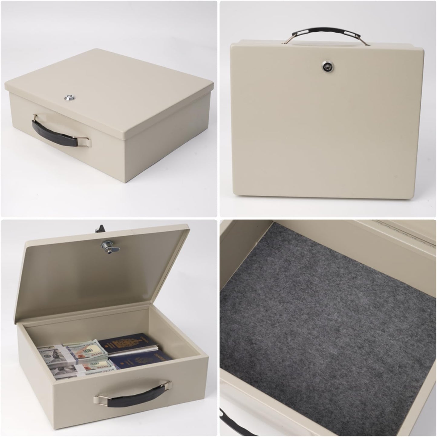 Polspag Fireproof Document Box with Key Lock & Fireproof Money Bag,Safe Storage Boxfor Valuables,Key Lock Security with Carrying Handle,Fireproof Box for Documents,Passport Extra Large (White, Large)