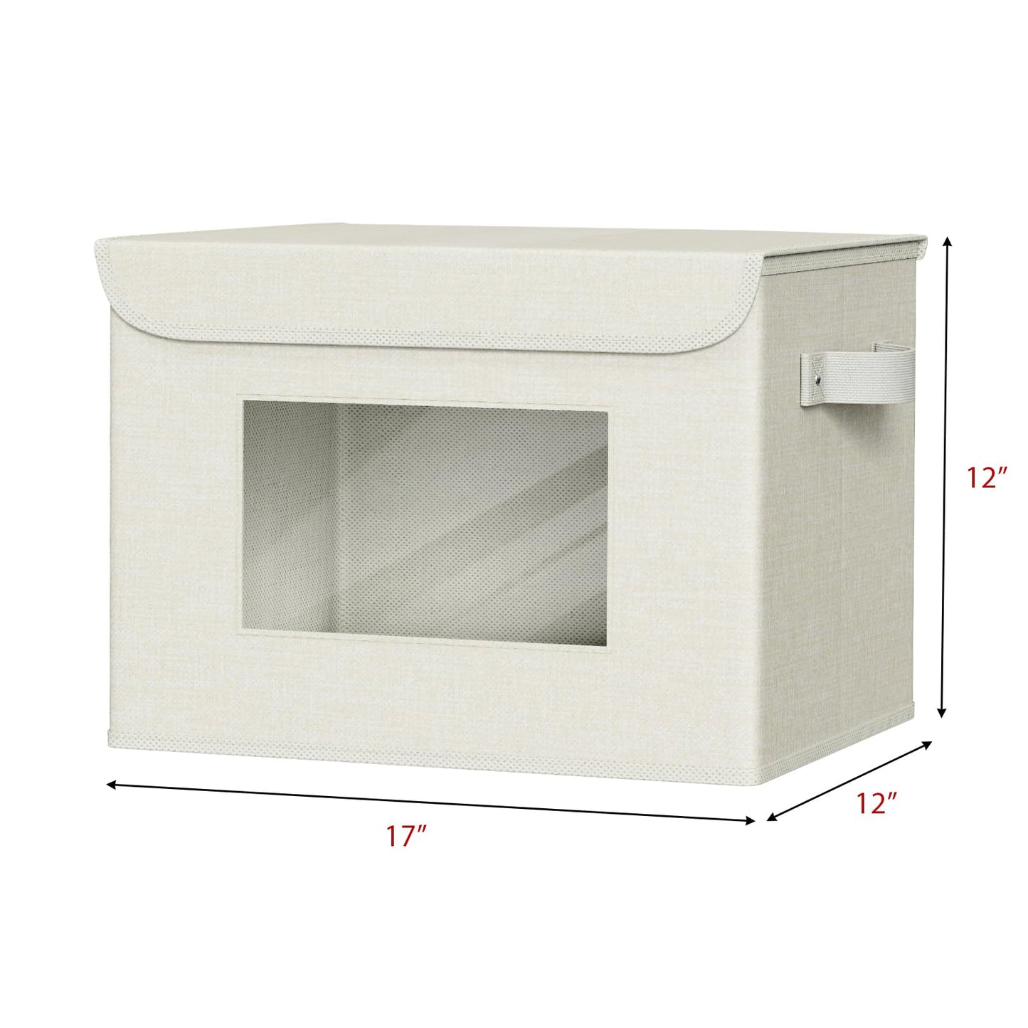 Univivi Fabric Foldable Storage Boxes with Lids [4-Pack] Collapsible Storage Bins for Clothes Closet Organizers with Handles Storage Cube Basket for Home, Office, Bedroom (Beige, 17"" x 12"" x 12"")