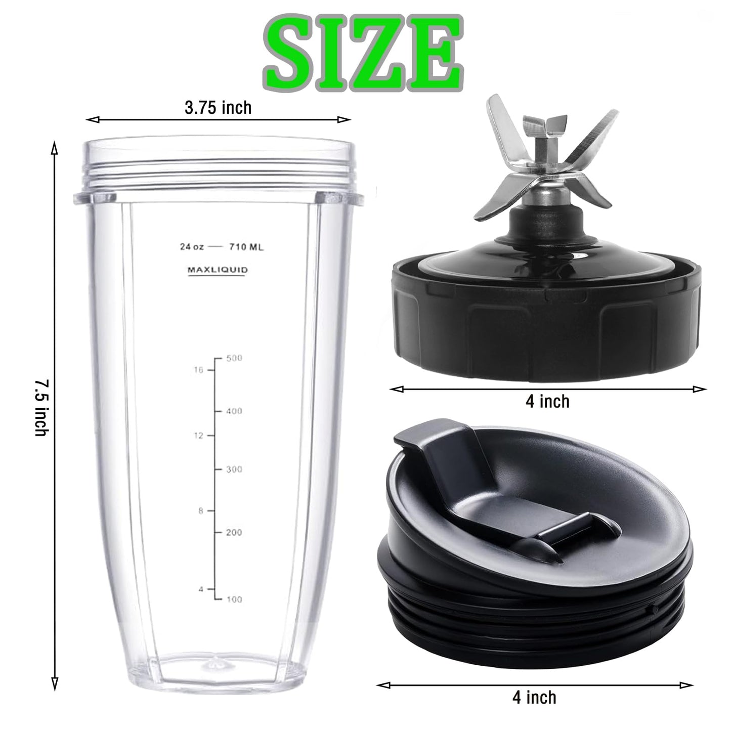 2 Packs Ninja Blender Cups & 7 Fins Ninja Blender Blade Replacement Compatible with Ninja Blender BN401 BN751 BN801 BL642 BL480-30 BL490-30 BL640 CT680 CT640C CT641 NN100 NN210 NN102 BL2012