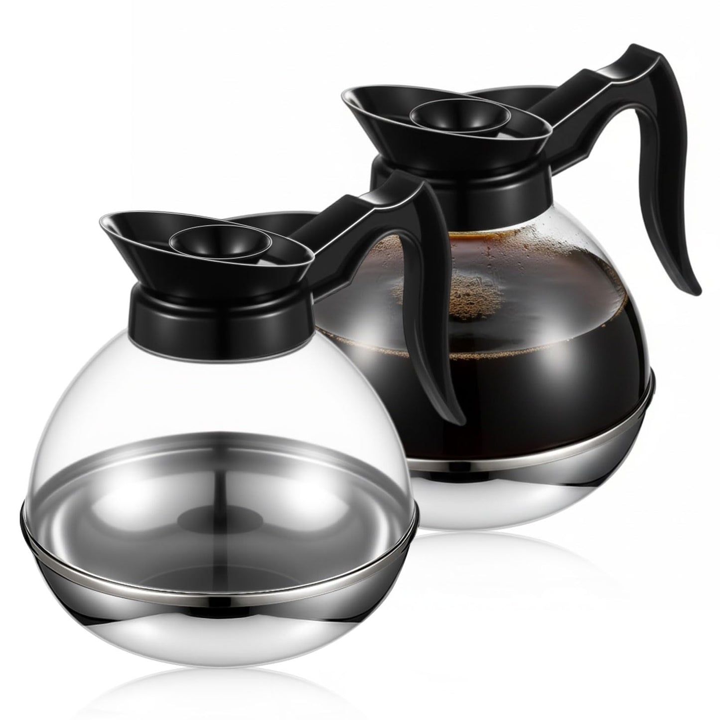 Ferrochef 2 Pcs Plastic Coffee Decanter 64oz Large Capacity Stainless Steel with Polycarbonate Body, Comfortable Handle for Home Office Coffee Shop