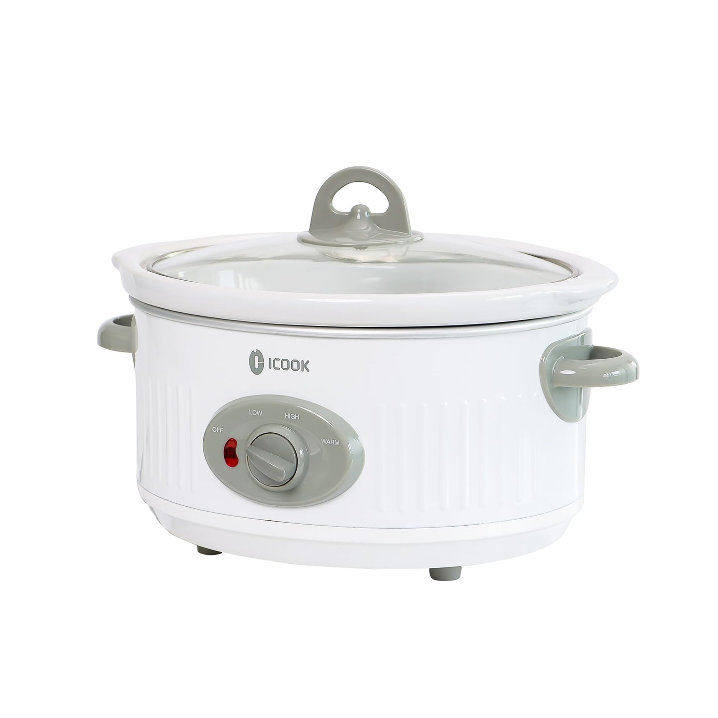 3.5 Quart Slow Cooker with 3 Heat Settings, Non-Stick and Dishwasher Safe, Removable Ceramic Pot Tempered Glass Lid, Cool Touch Handles for Entrees, Soups, Stews, Ivory White