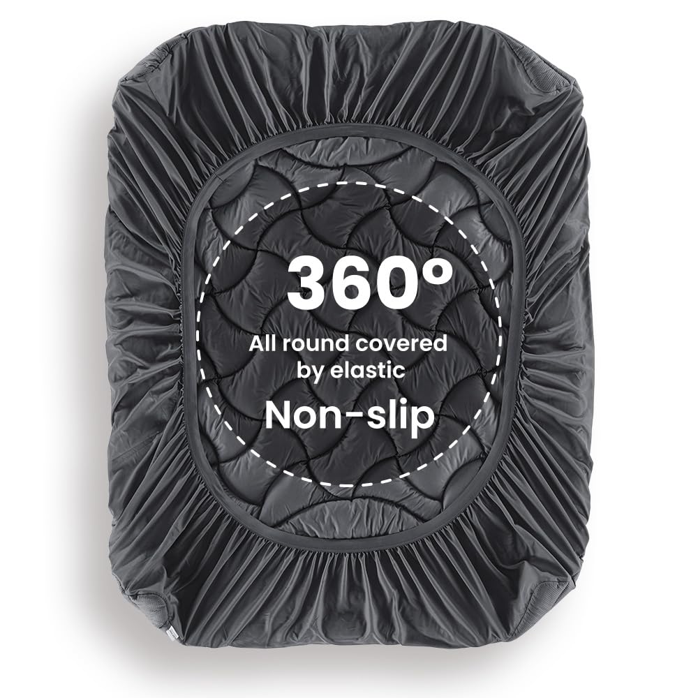 SLEEP ZONE King Mattress Topper, Cooling Mattress Cover for hot Sleepers, Premium Zoned Cool Mattress Protector Breathable and Washable, Deep Pocket (Grey, King)