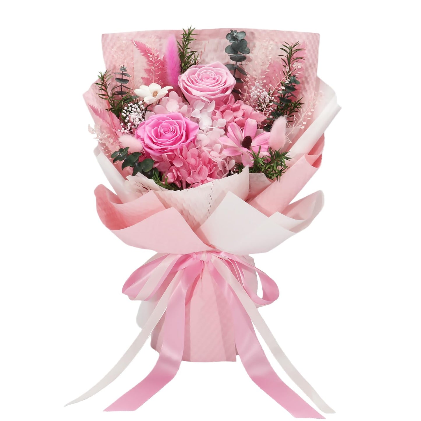 Preserved Flowers Bouquet-Pink Forever Flowers For Delivery Prime, Ideal Anniversary Valentine Gifts for Women Mother Wife Grandma