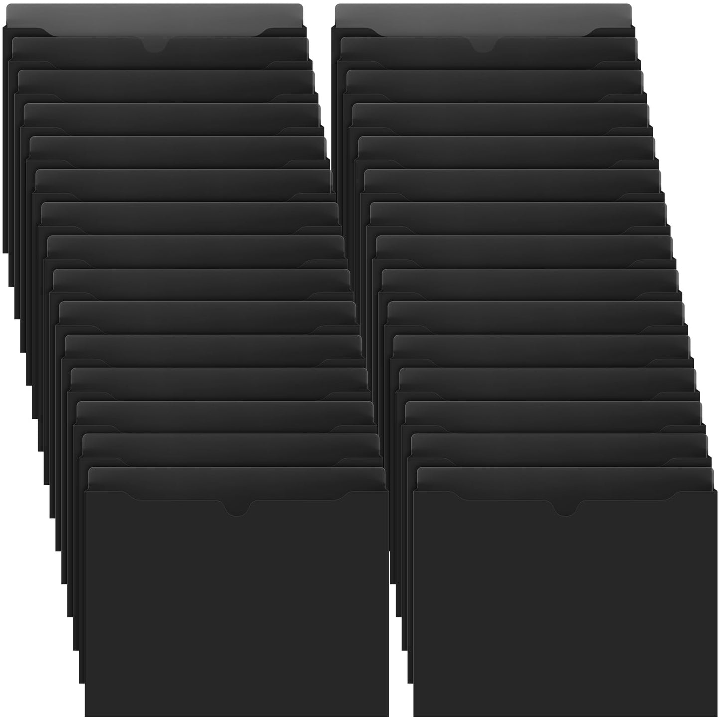 Dunzoom 50 Pack File Jackets Letter Size 2 Inch Expansion Manila Plastic File Folders Expandable Heavy Duty Reinforced Straight Cut Tab Expandable Document Jacket for Office(Classic,Black)