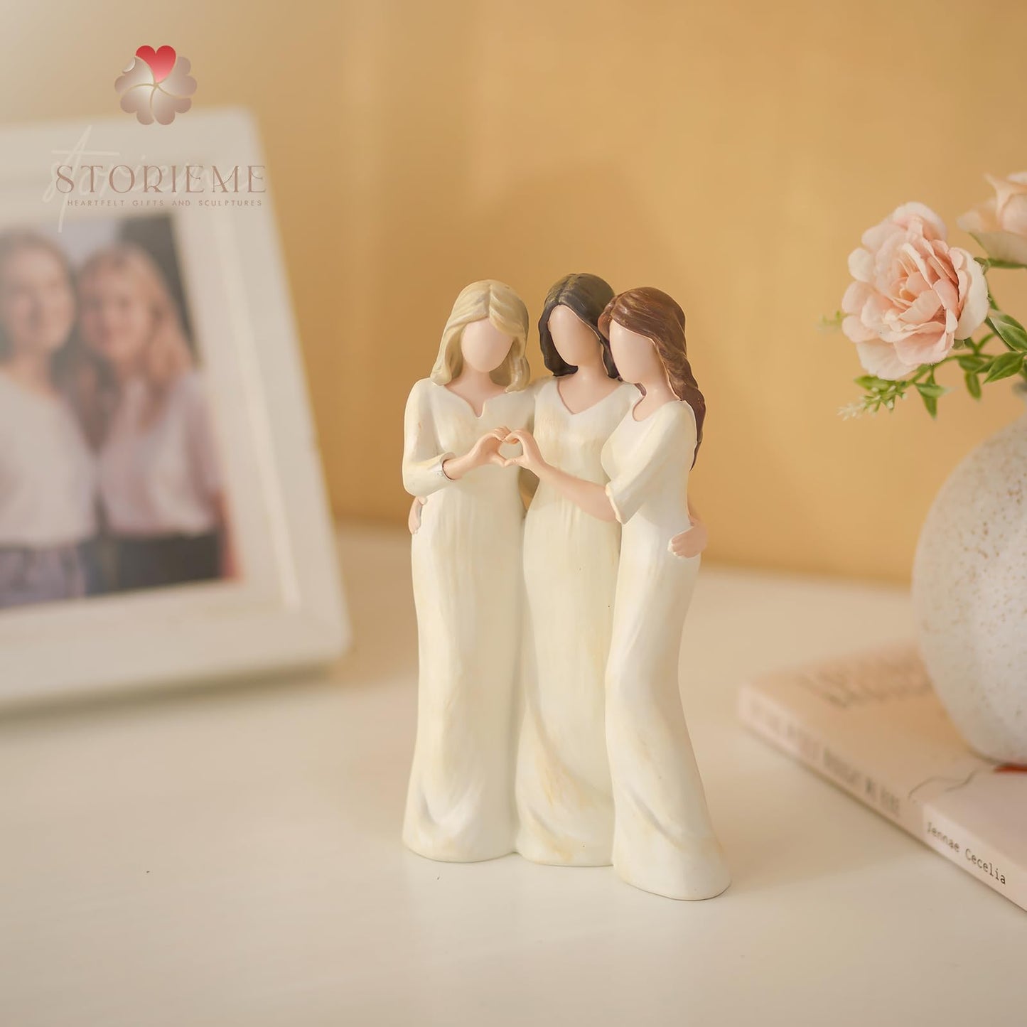 Storieme Friend Birthday Gifts for Women: Unique 3 Sisters Friendship Resin Figurines Statue - Trio Sisters Gift from Sisters - Special Christmas Friendship Day Present for Besties Female
