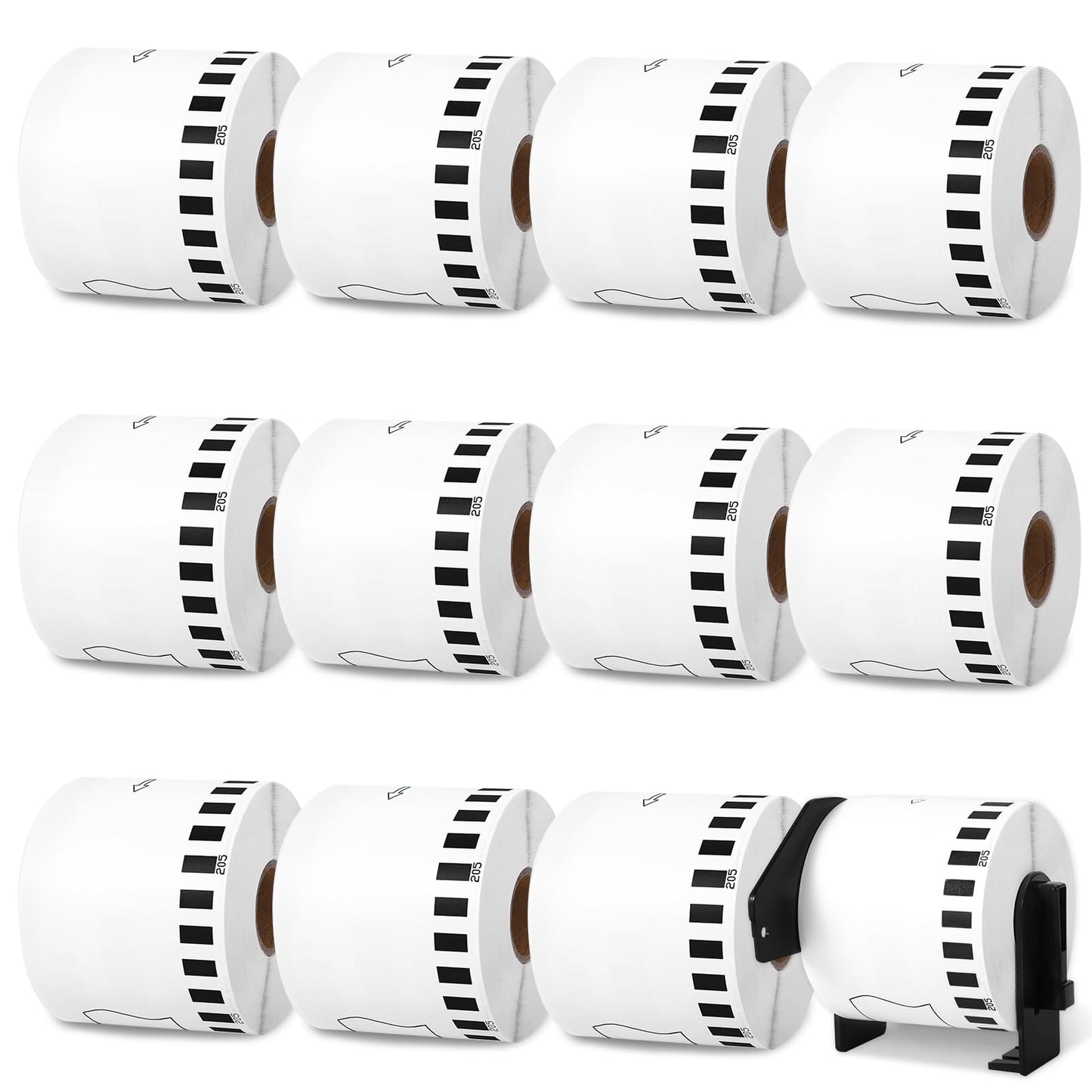 12 Rolls DK-2205 62mm x 30.48m (2-3/7" x 100') Continuous Length White Paper Label Tape Roll Compatible with Brother QL-600 800 810w Thermal Printers, 1 Frame