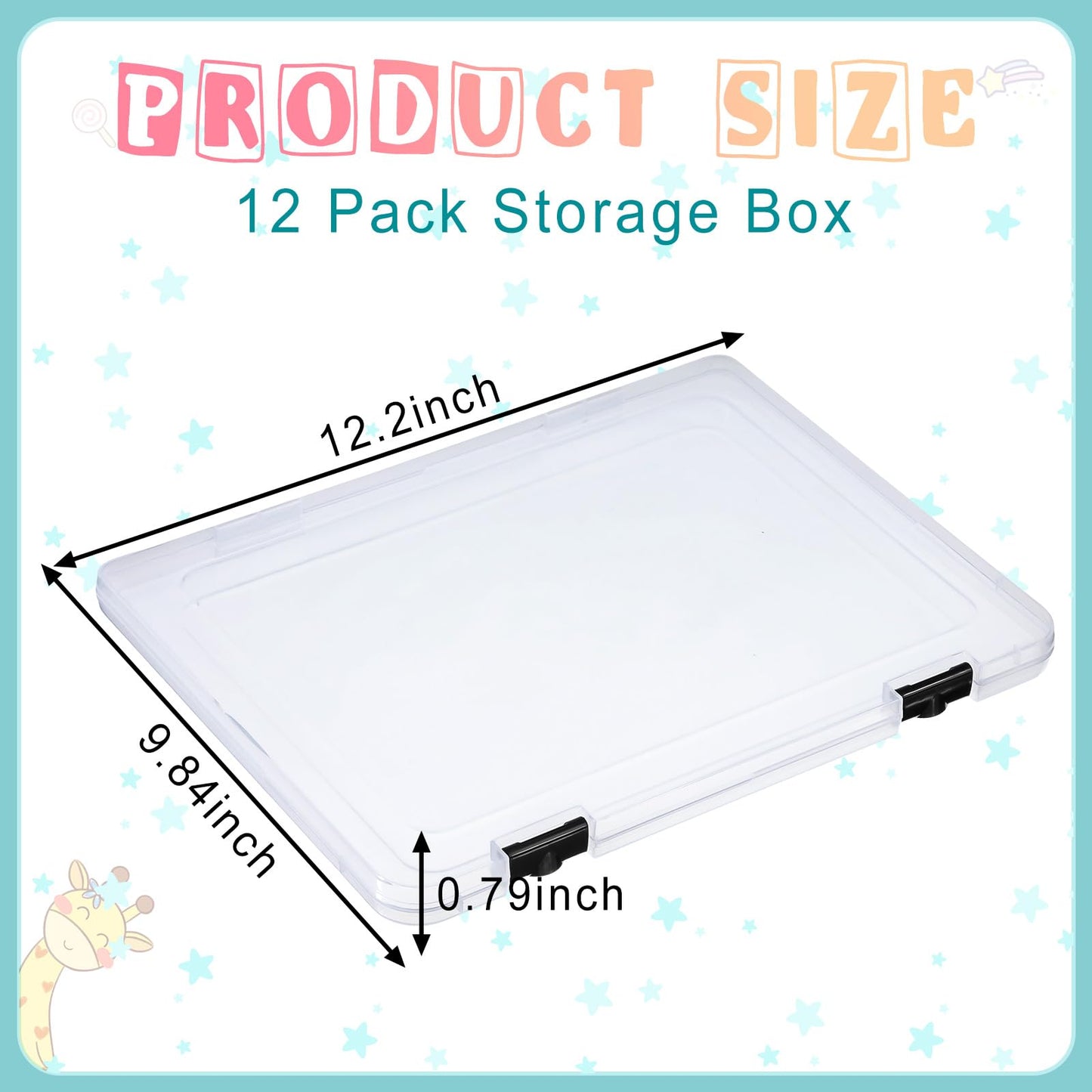 Cholemy 12 Pcs A4 Project Case Clear Portable Scrapbook Paper Storage Box with Snap Tight Box Document Case Photo Storage Containers for Magazine, Office Supplies, School