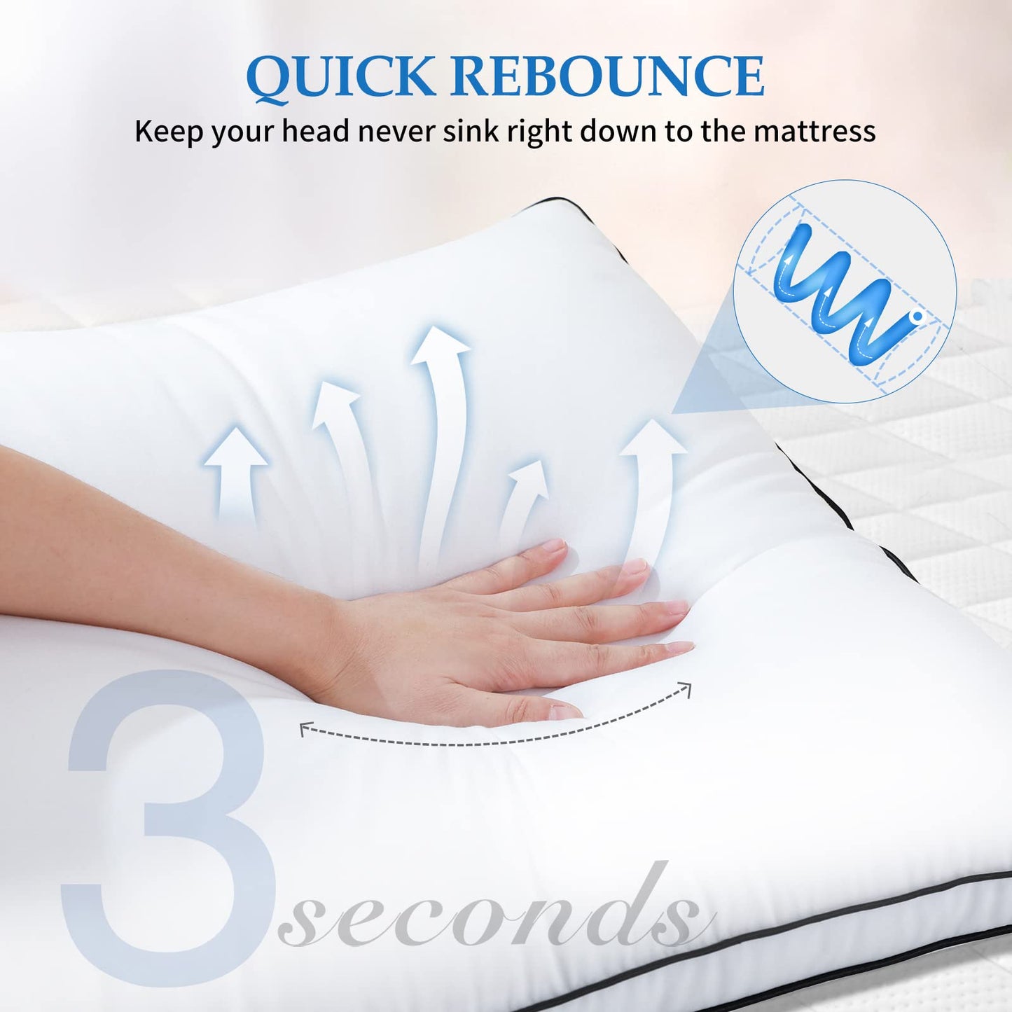 DolceLuna Pillows King Size Set of 2, Bed Pillow 2 Pack for Side & Back Sleepers, Hotel Quality Down Alternative Gusseted King Pillow for Sleeping, Soft and Supportive, White