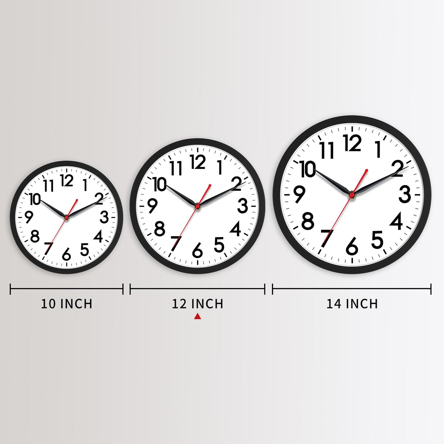 AKCISOT 12 Inch Wall Clock Silent Non-Ticking Modern Wall Clocks Battery Operated - Analog Classic Clock for Office, Home, Bathroom, Kitchen, Bedroom, School, Living Room(Black)