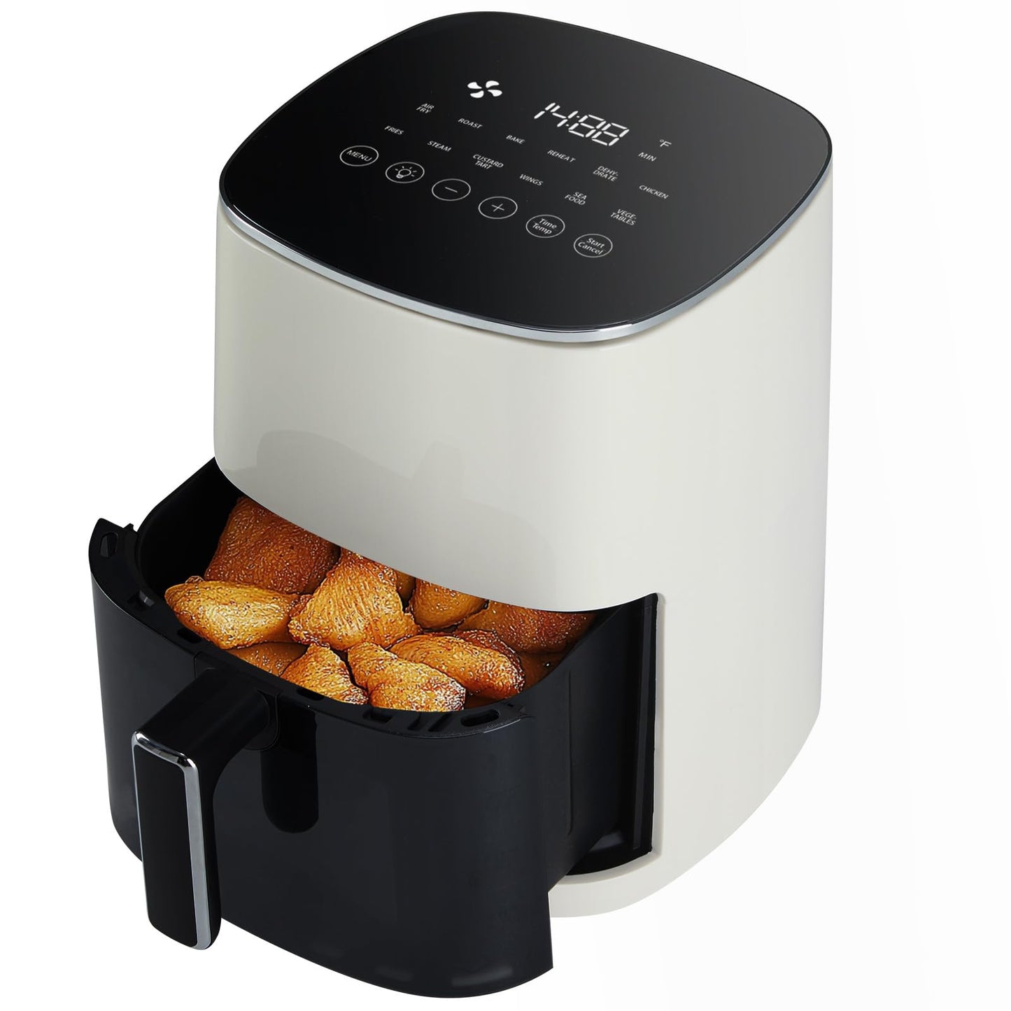 Sweetcrispy 6QT Air Fryer with Window, Square Airfryer Oven 12-in-1 for Family, 400°F Rapid Air Crispy Technology, Roast Bake Dehydrate, Nonstick & Easy-Clean Basket,Off-White