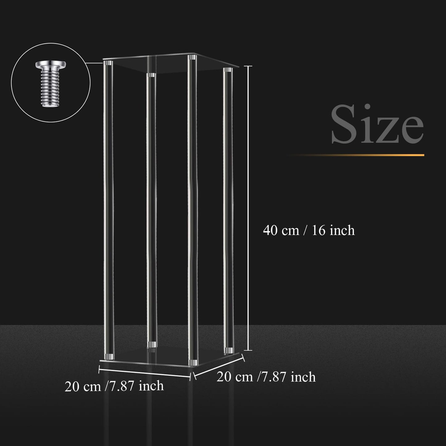 Geetery 4 Pieces Tall Acrylic Vase Wedding Centerpieces Clear Flower Stand Column Geometric Floral Vase Elegant Display Holder for Birthday Party Wedding Table Decorations (16 Inch)