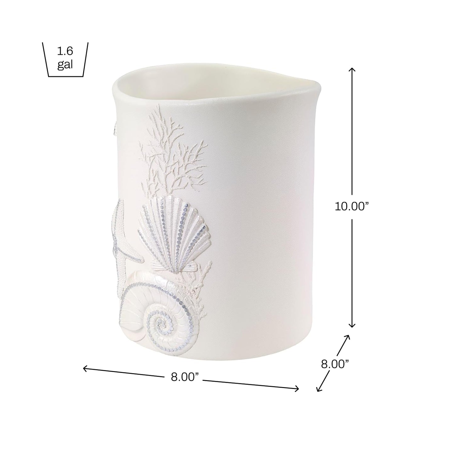 Avanti Linens - Wastebasket, Decorative Trash Can, Seashell Inspired Bathroom Accessories, Guest Bathroom Essentials (Sequin Shells Collection)