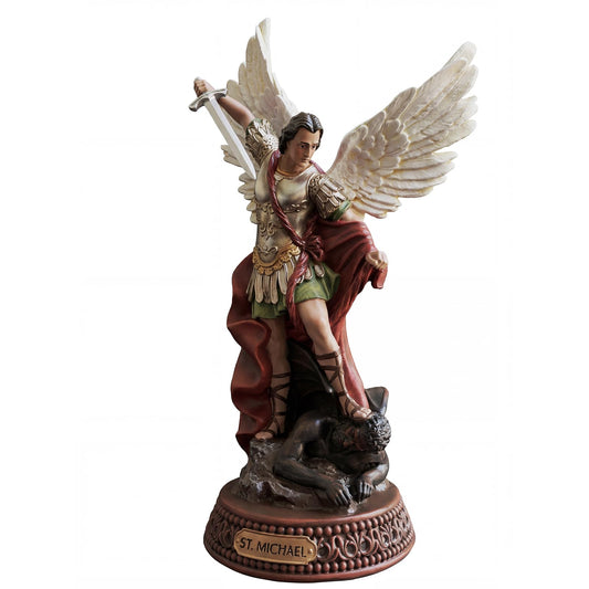 TALPGOD 12 Inch St Michael The Archangel Statue Painted in Full Color,Catholic San Miguel Arcangel Statue,Religious Saint Michael Statues for Home Decor,Angel Figurines Collectibles