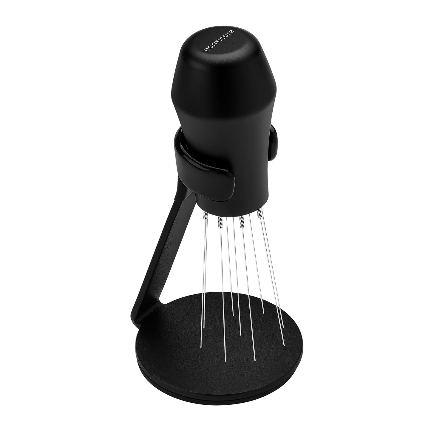 Normcore WDT Distribution Tool with Stand V3-9 Prong Needle Espresso Stirrer - 18 Needles 0.25mm / 0.3mm Thick Spring Wires - Weiss Distribution Technique - Anodized Aluminum Handle