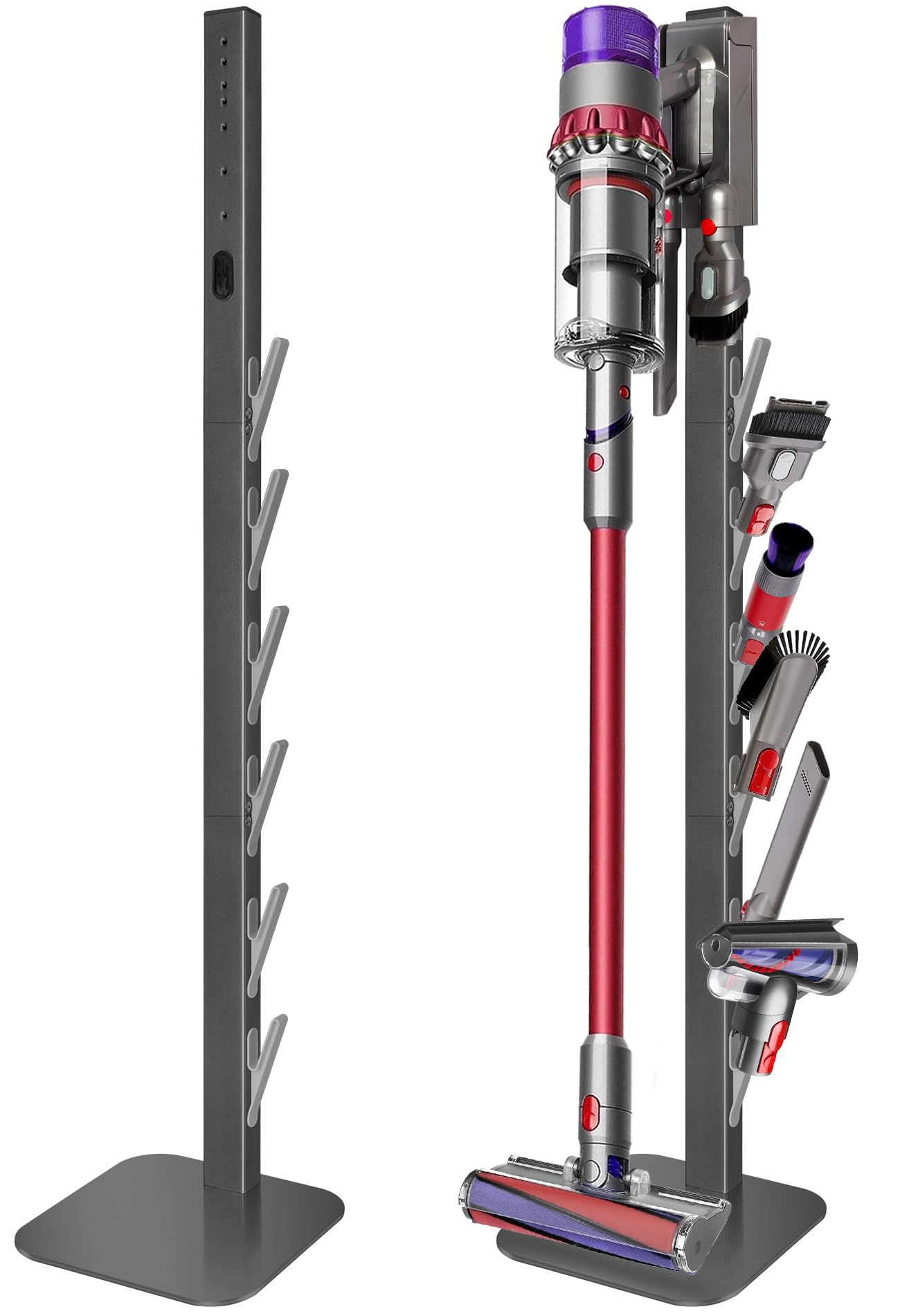 Haturi Vacuum Stand for Dyson Gen5 V16 V15 V12 V11 V10 V8 V7, Hidden Power Cord Design Standing Dock Holder, Metal Docking Station for Dyson Handheld Cordless Vacuum Cleaner & Accessory & Attachment