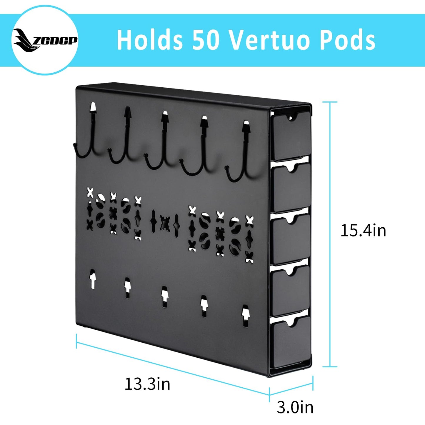 ZCDCP for Nespresso Coffee Pod Holder, Vertuo Pod Holder Drawer Wall Mounted Coffee Pod Organiser (Right(50Pods Capacity))