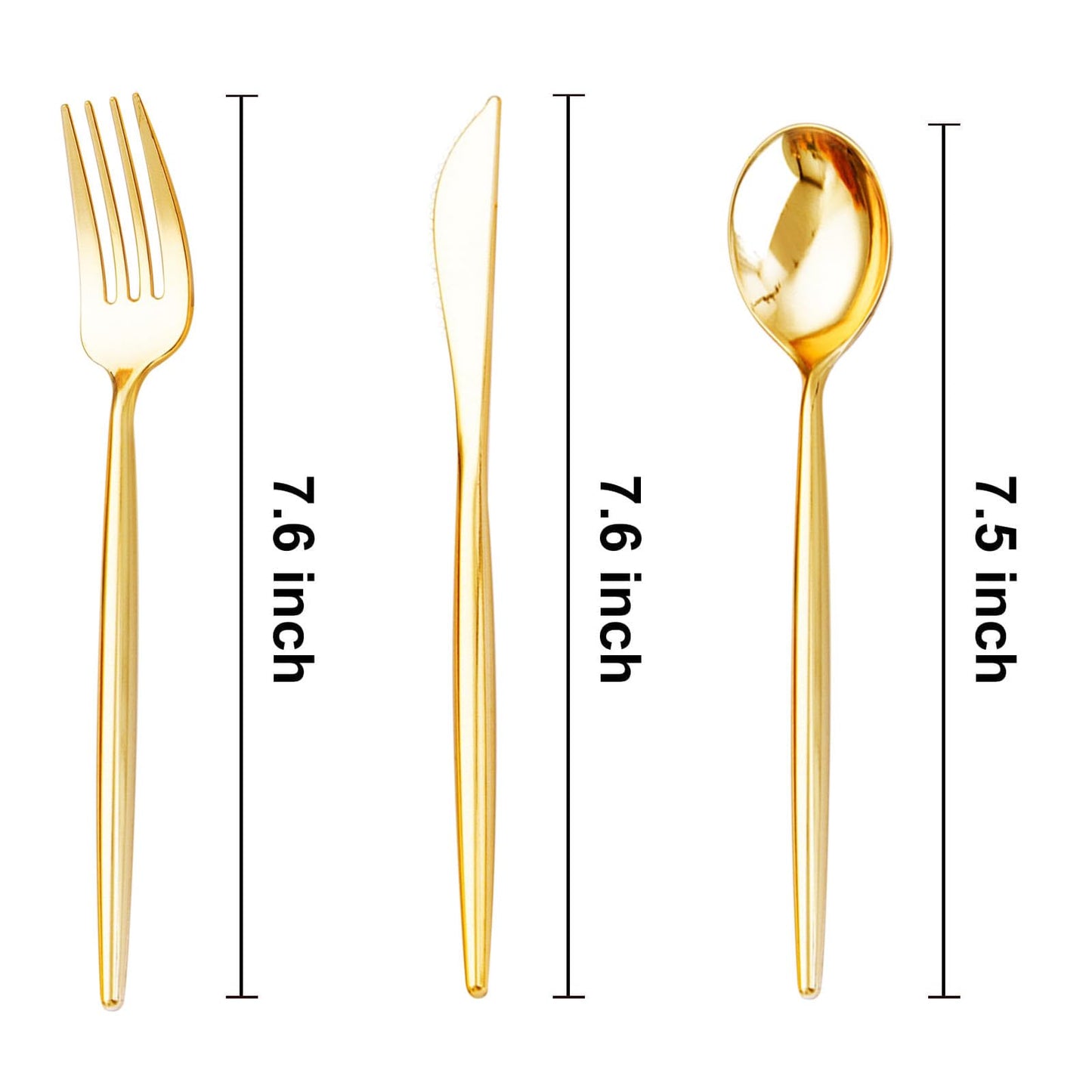 SUT 300 Pcs Gold Plastic Cutlery, Gold Utensils Disposable, Gold Plastic Silverware Set Include 100 Gold Plastic Forks, 100 Gold Plastic Spoons, 100 Gold Plastic Knives Heavy Duty Flatware for Party