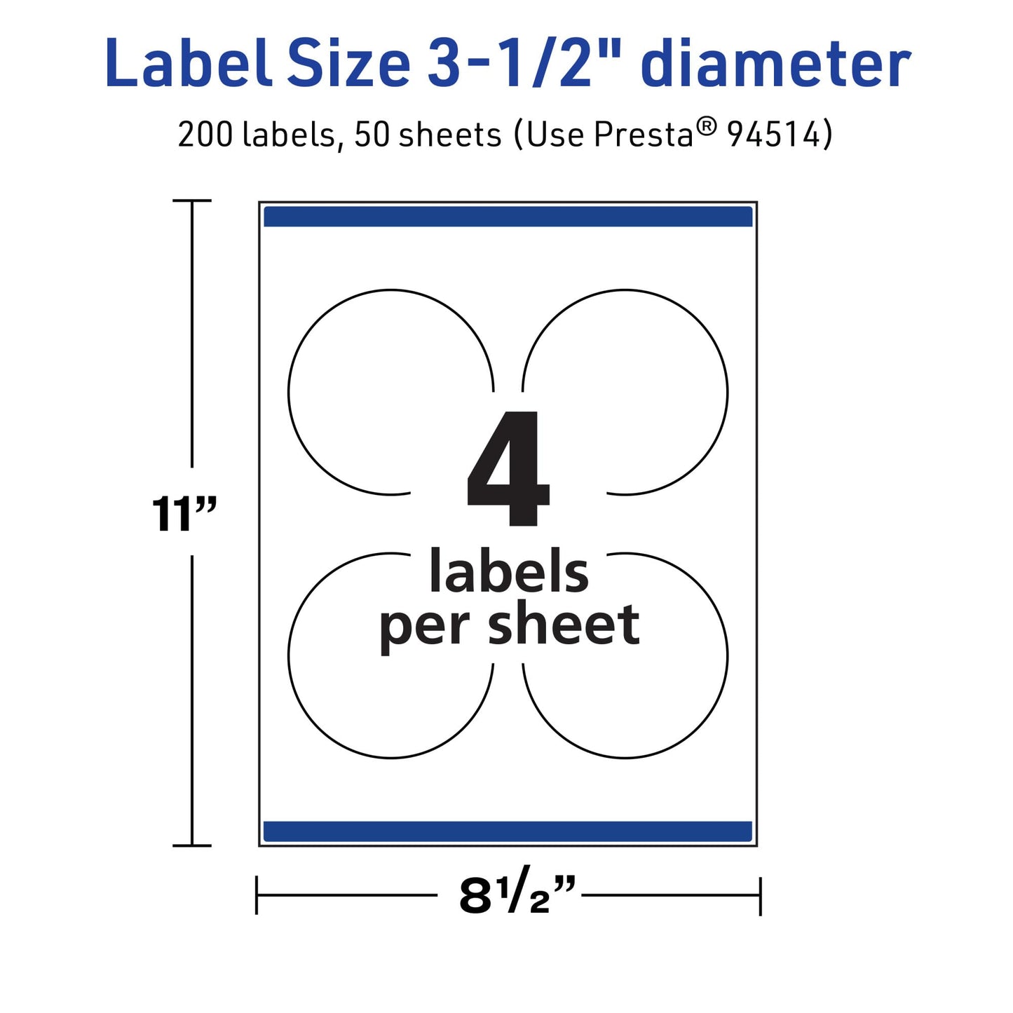 Avery TrueBlock Matte White Round Labels, Sure Feed Technology, 3.5" Diameter, 200 Matte White Labels, Print-to-The-Edge, Laser/Inkjet Printable, Great for Packaging and Product Merchandising