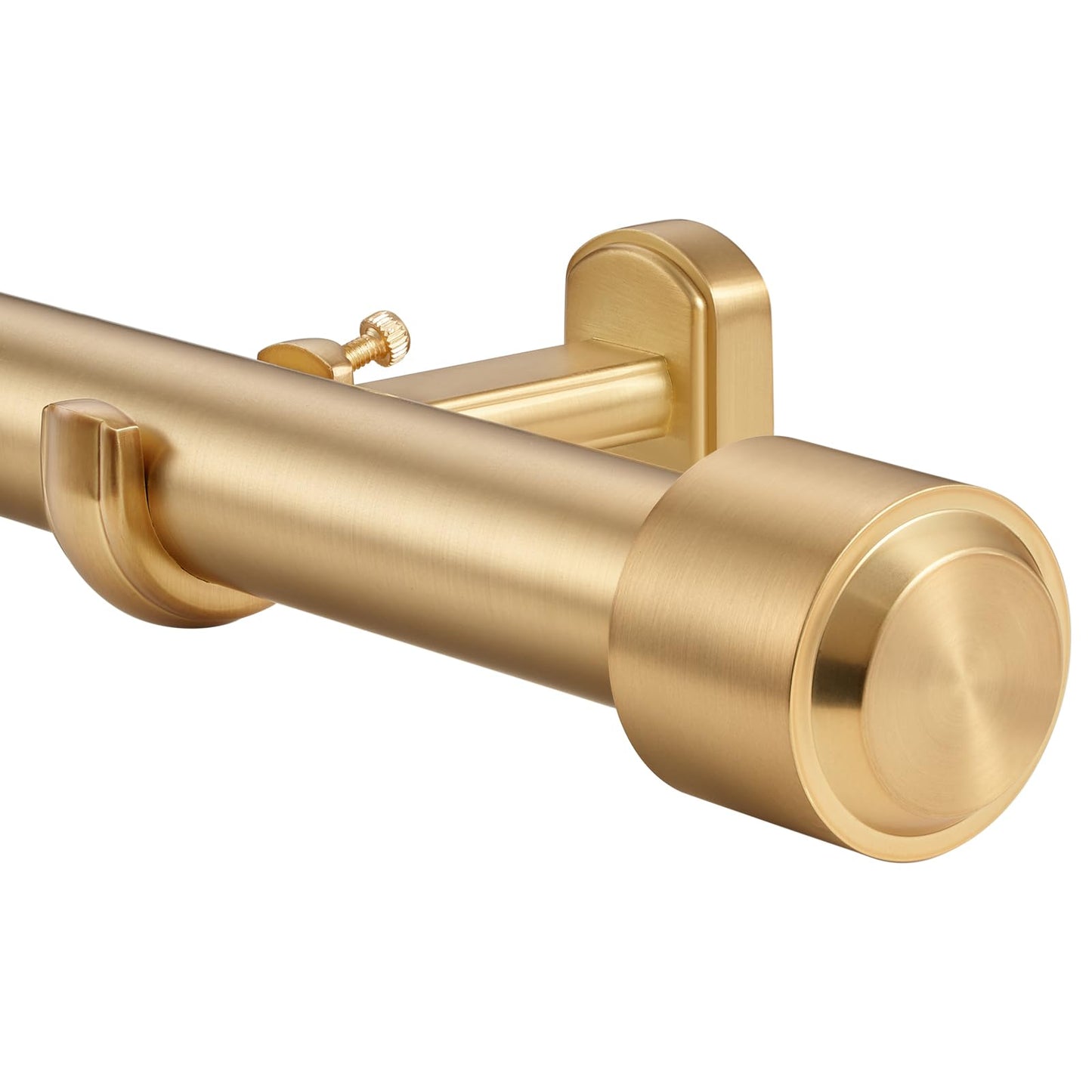 Heavy Duty Curtain Rods, 1 1/8 Inch Diameter Single Curtain Rod 36-72Inch(3-6ft) Extendable Length with End Caps Adjustable Modern Brackets-Warm Gold