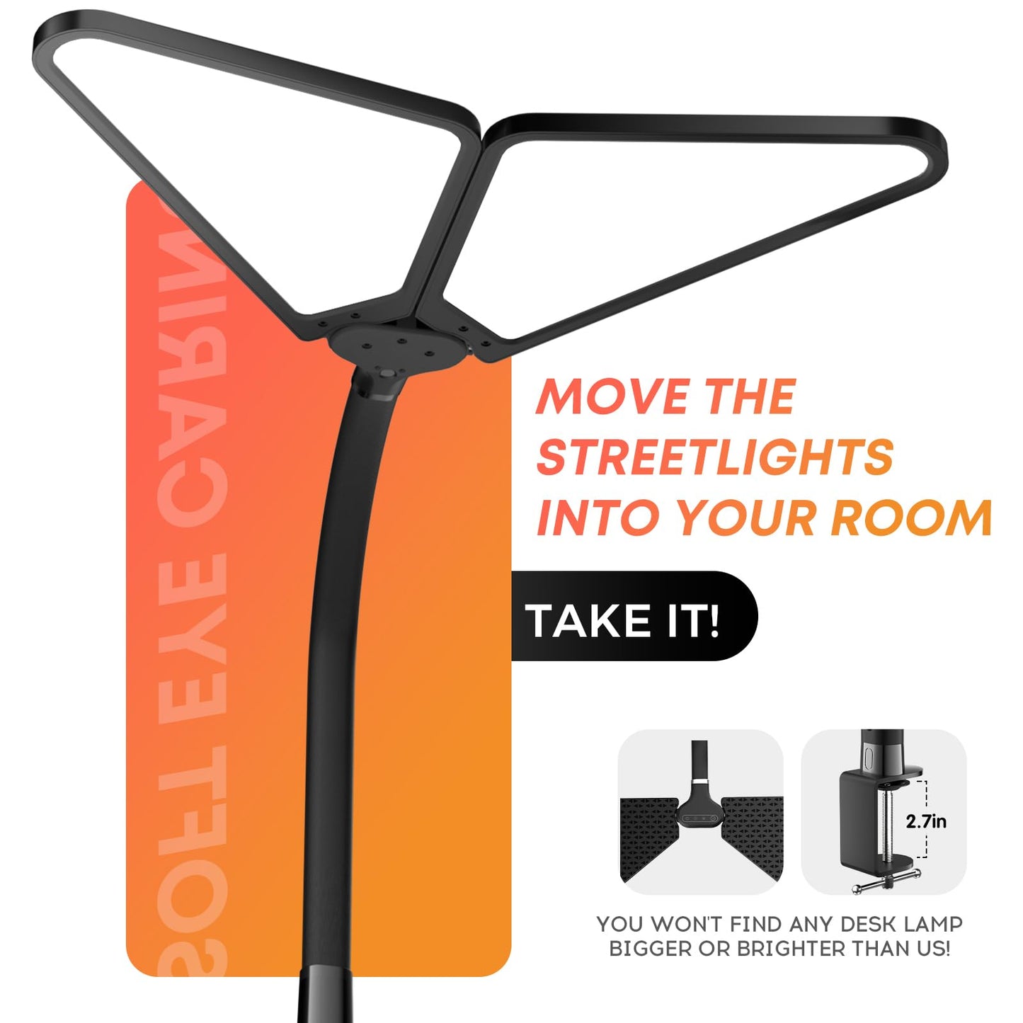 AILBTON Ultra-Large Gooseneck Desk Lamp with Clamp| Dual-Source Super Bright LED Study Light with Flexible Arms, 5 Brightness & 4 Color Modes for Home Office/Reading