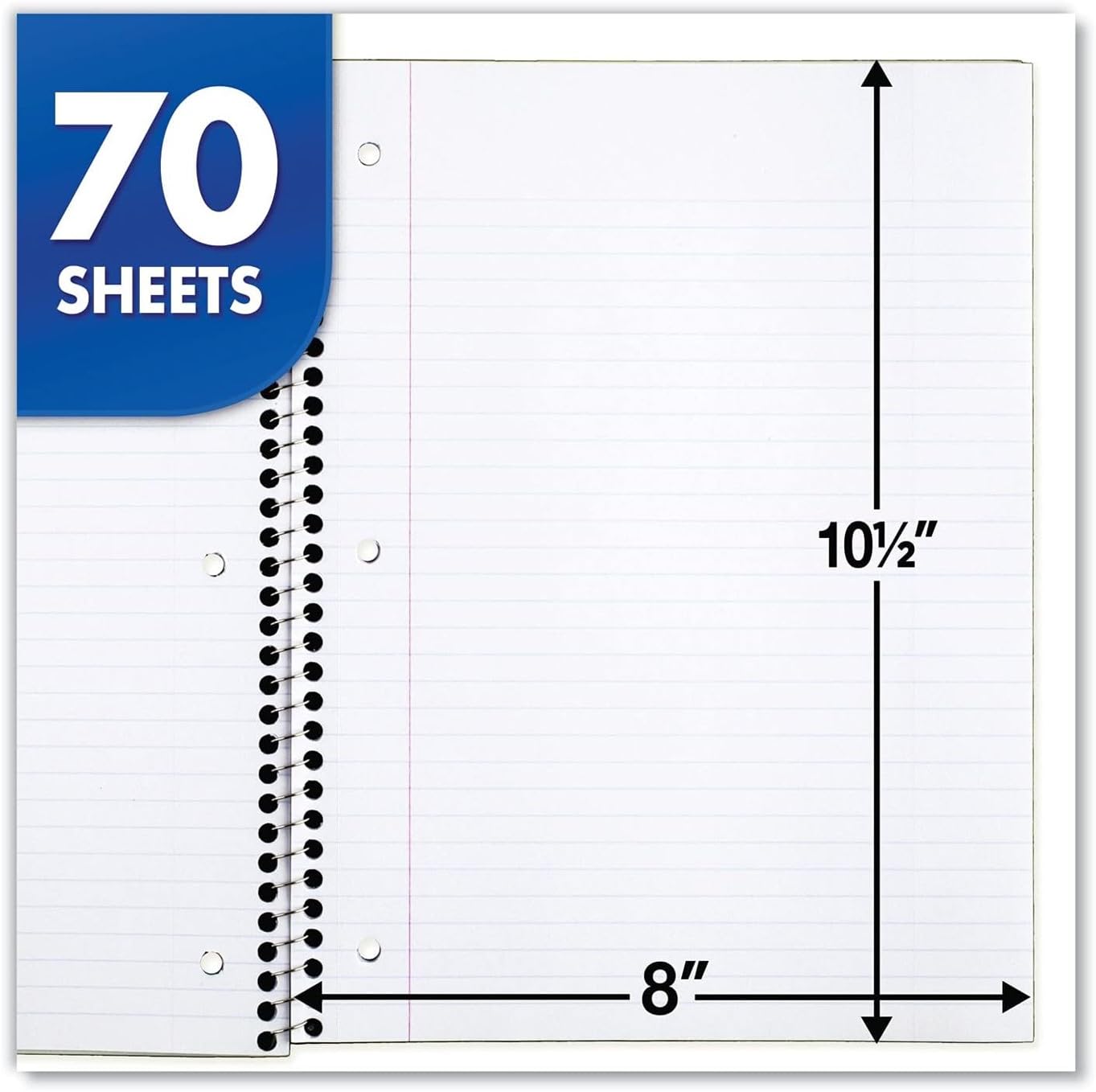 Mead Spiral Notebooks, 24 Pack, 1 Subject, College Ruled Paper, 7-1/2" x 10-1/2", 70 Sheets per Notebook, Colors Will Vary (830062-ECM25)