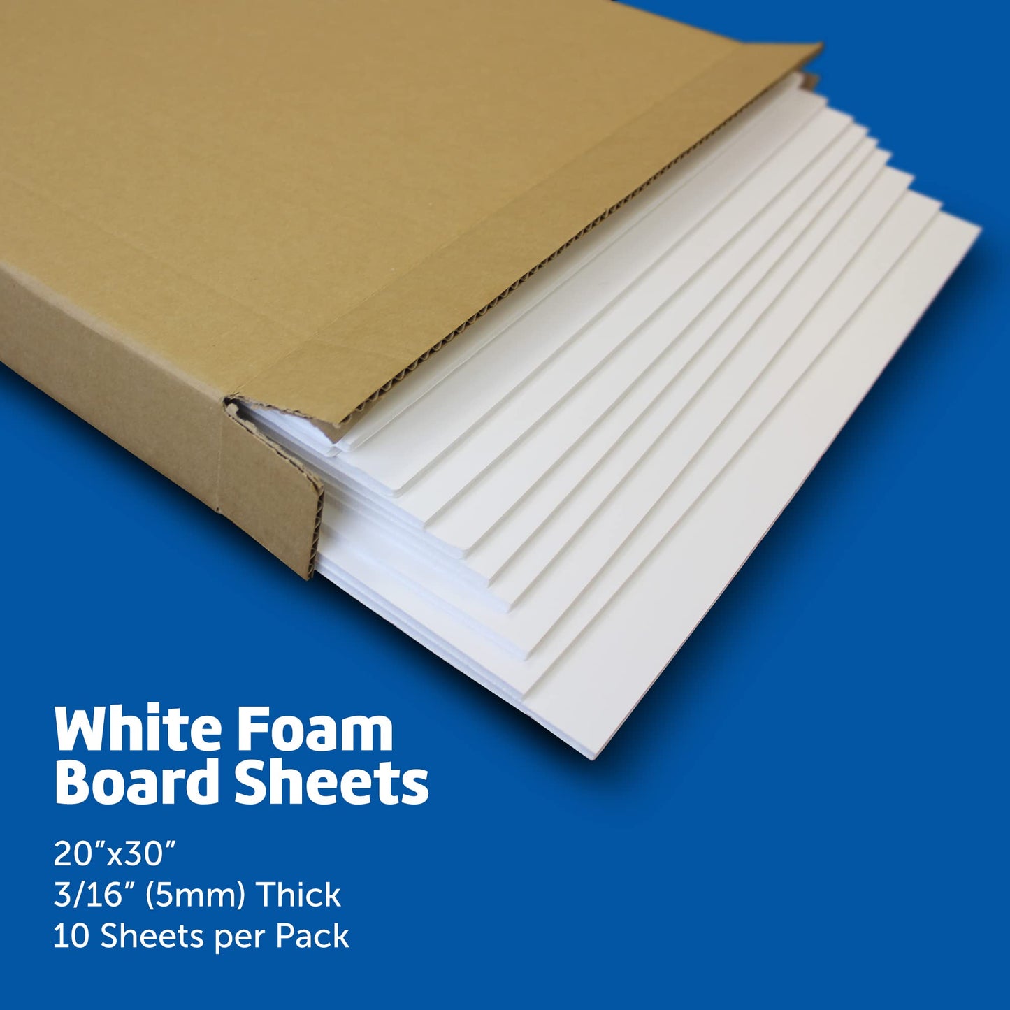 Flipside Products 20" x 30" White Foam Board, Arts and Crafts, 3/16" Thick, Presentations, Signboards, Backing Board, Display, Pack of 10