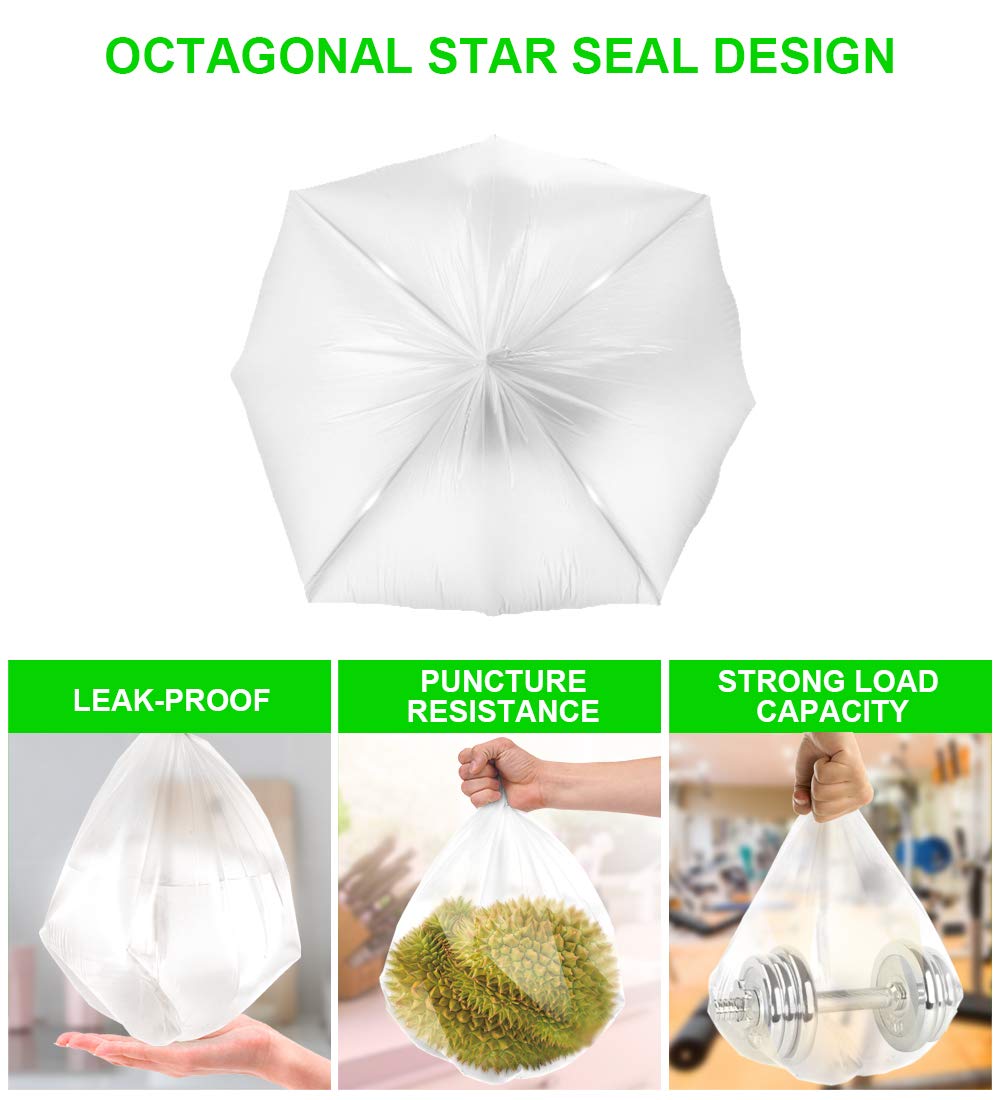 FORID Clear Medium Garbage Bags – 8 Gallon Plastic Trash Bags 30 Liter Wastebasket Bin Liners 220 Count for Bathroom Bedroom Office Trash Can
