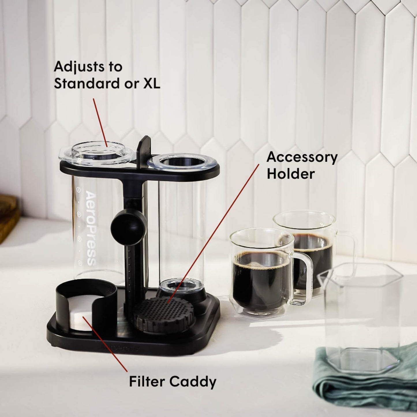 AeroPress Organizer Stand, Durable Coffee Bar Station and Compact Storage Solution Fits Every AeroPress Manual Coffee Maker (Except Premium and Go)