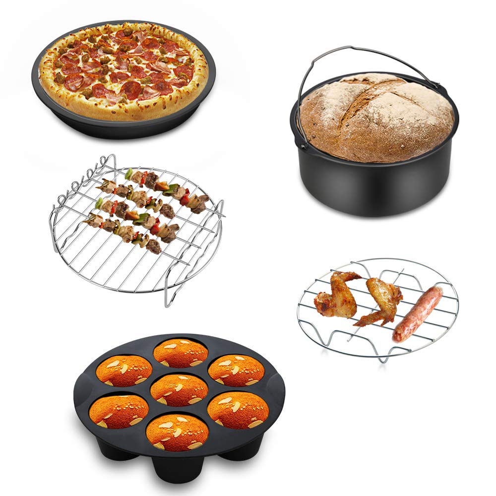 Air Fryer Accessories 11PCS, Fit all 3.7QT-4.0-5.8QT Power Deep Hot Air Fryer with Cake Barrel, Pizza Pan