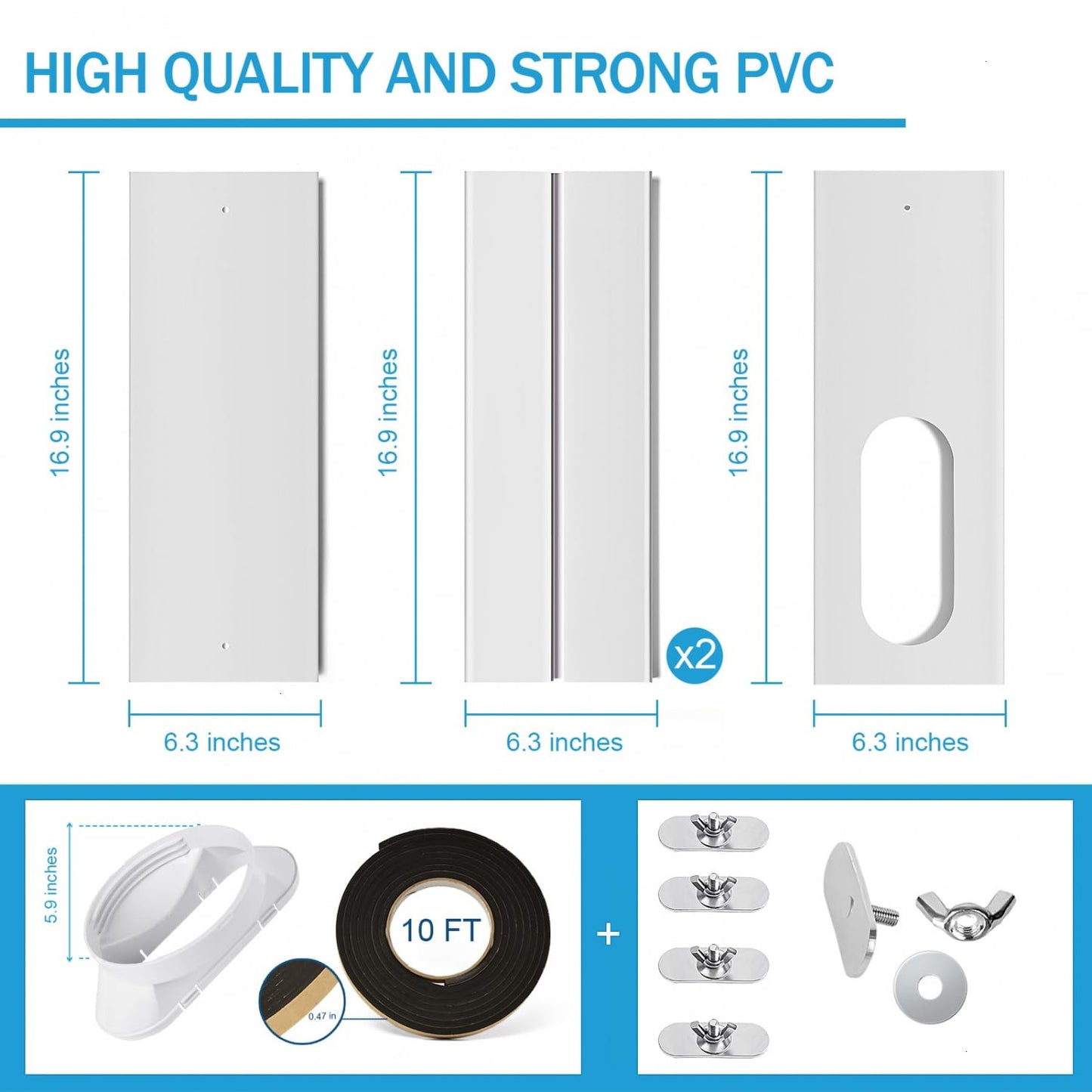 YoleShy Portable Air Conditioner Window Kit with Coupler Adjustable Window Seal for AC Unit, Sliding AC Vent Kit for Exhaust Hose, Universal for Ducting with 5.9 Inches Diameter