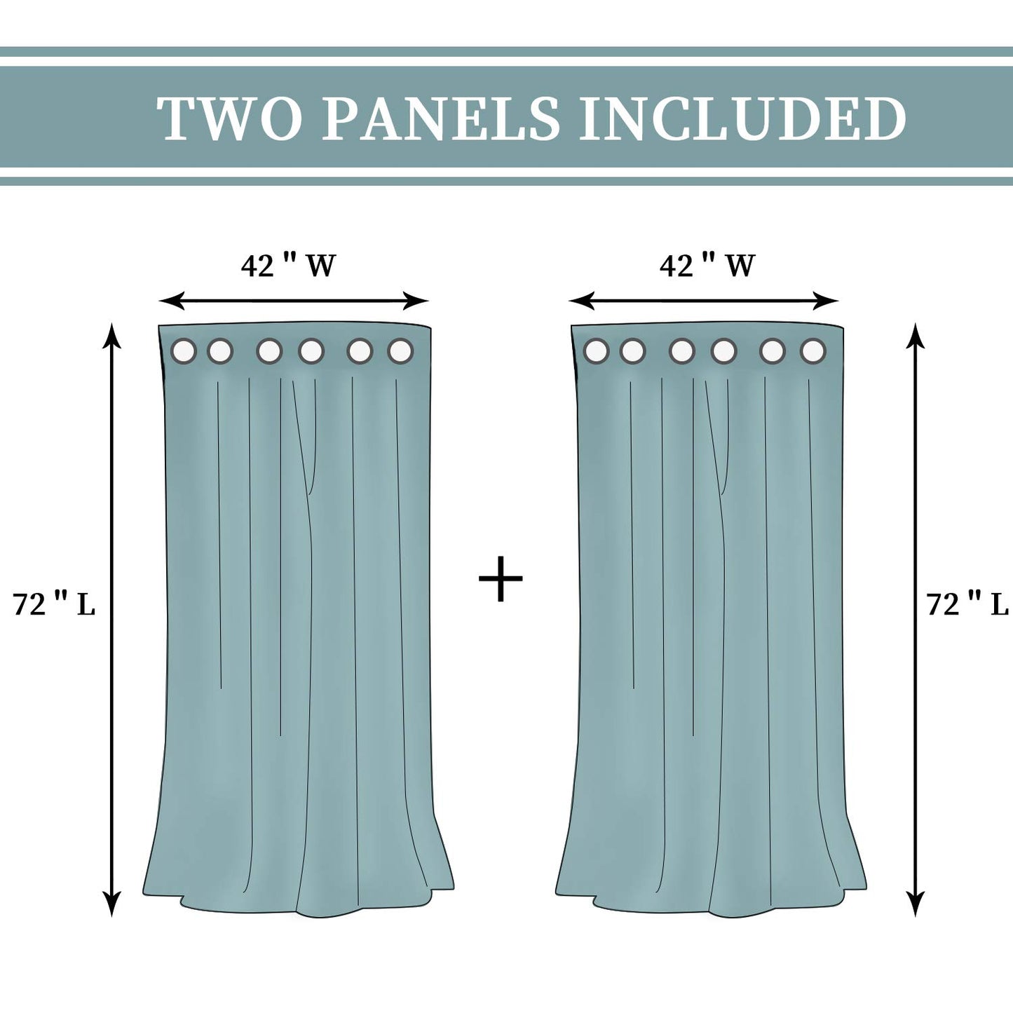 BGment Thermal Insulated 100% Blackout Curtains for Bedroom with Black Liner, Double Layer Full Room Darkening Noise Reducing Grommet Curtain (42 x 72 Inch, Pure White, 2 Panels)