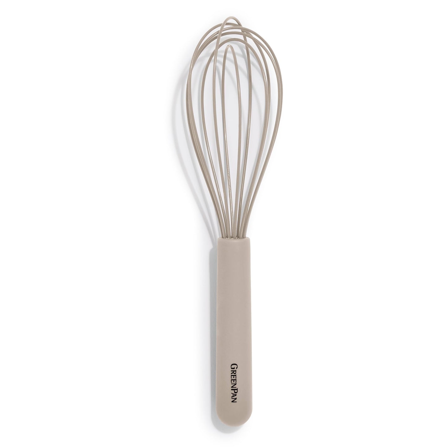 GreenPan Silicone Whisk, Mixing Blending Beating Stirring Cooking Kitchen Utensil, Flexible Rubber Nonstick Cookware, Rigid Steel Core, Heat-Resistant, Anti-Slip Handle BPA-Free Dishwasher Safe, Taupe