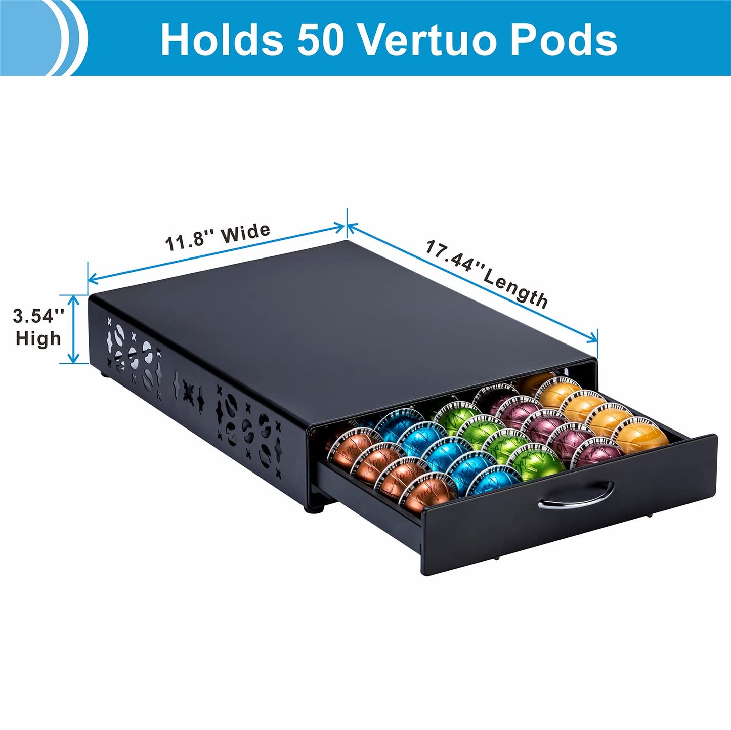 Rice rat for Nespresso Pods Holder Vertuo Pod Holder for Vertuoline Capsules （50 pods）