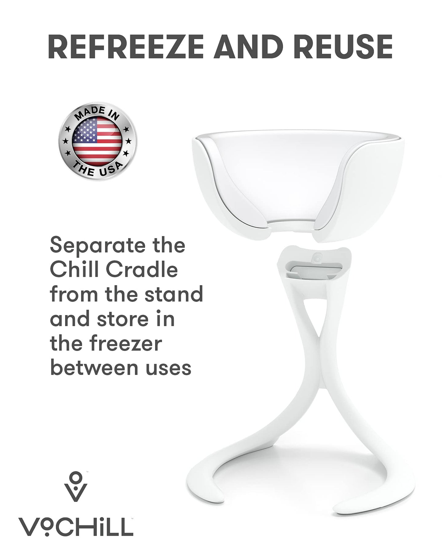 VoChill Stemmed Wine Glass Chiller | Made in USA | Radically cool wine tool – keeps wine perfectly chilled in your glass | Refreezable Chill Cradle actively chills (Blush, Single VoChill)