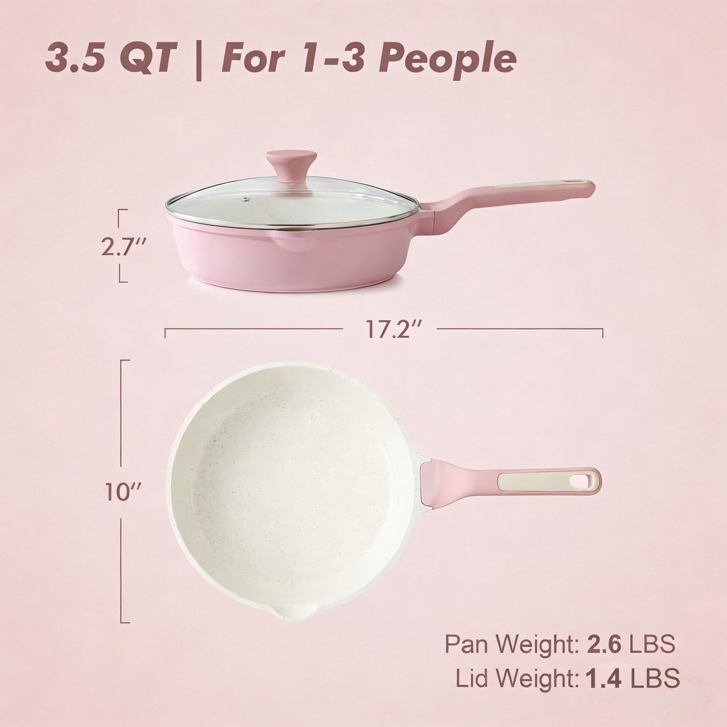 SENSARTE Nonstick Skillet with Lid 12-inch, 5QT Ceramic Deep Frying Pan, Non Toxic Saute Pan with Lid, Healthy Dishwasher Safe Cooking Pot, Induction Pan with Stay-cool Handle, Pink