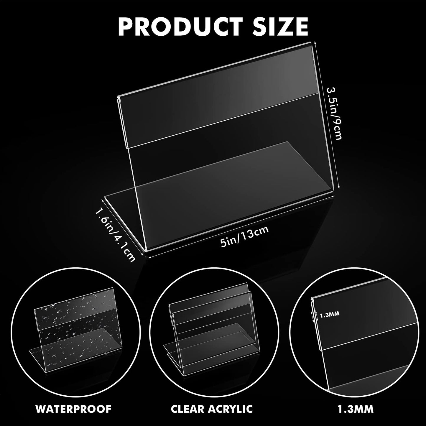 Teling 100 Pcs 3.5 x 5 Inch Acrylic Picture Frame Slant Back Photo Frame Clear Sign Holder Mini Acrylic Display Holder L Shaped Display Stand for Classroom Home Office Decorating Supplies