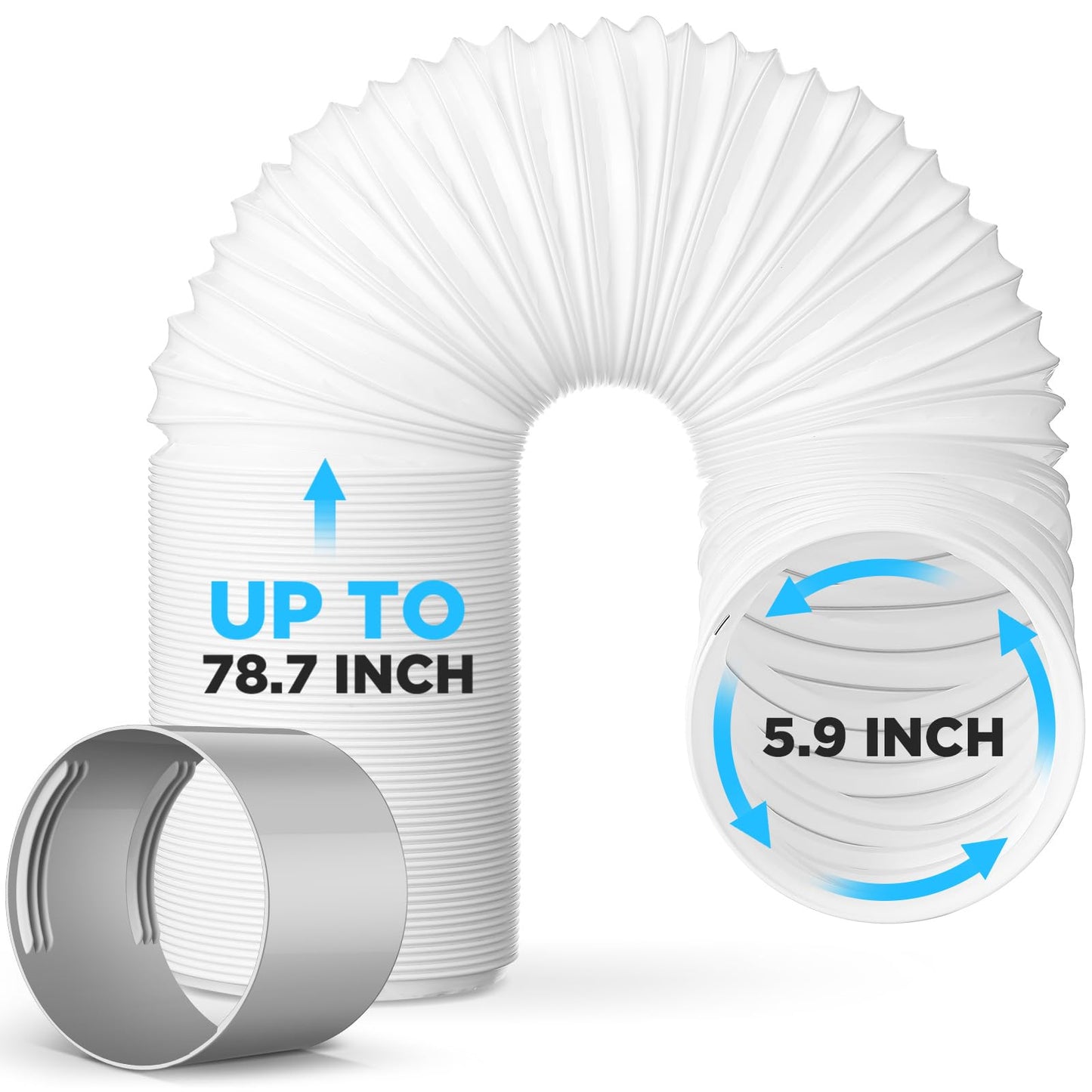Innconee 1 Set 78.7'' Portable Air Conditioner Hose with Coupler 5.9'' Universal Flexible Ac Hose Extension with Tube Connector for Air Conditioner Vent