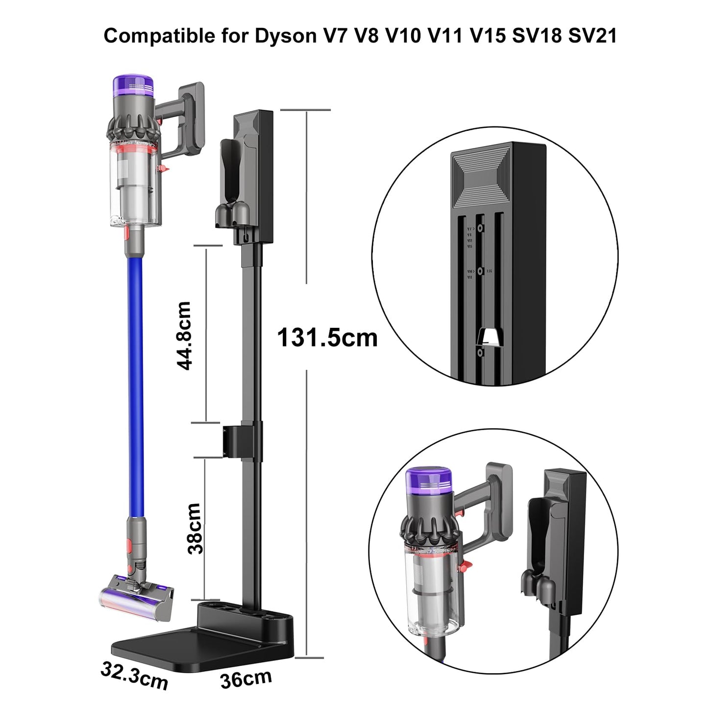Foho Vacuum Stand Storage Dock Dockings Station Compatible for Dyson V7 V8 V10 V11 V12 V15 SV18 SV21, Storage Bracket Stand Compatible for Dyson Vacuum Cleaner