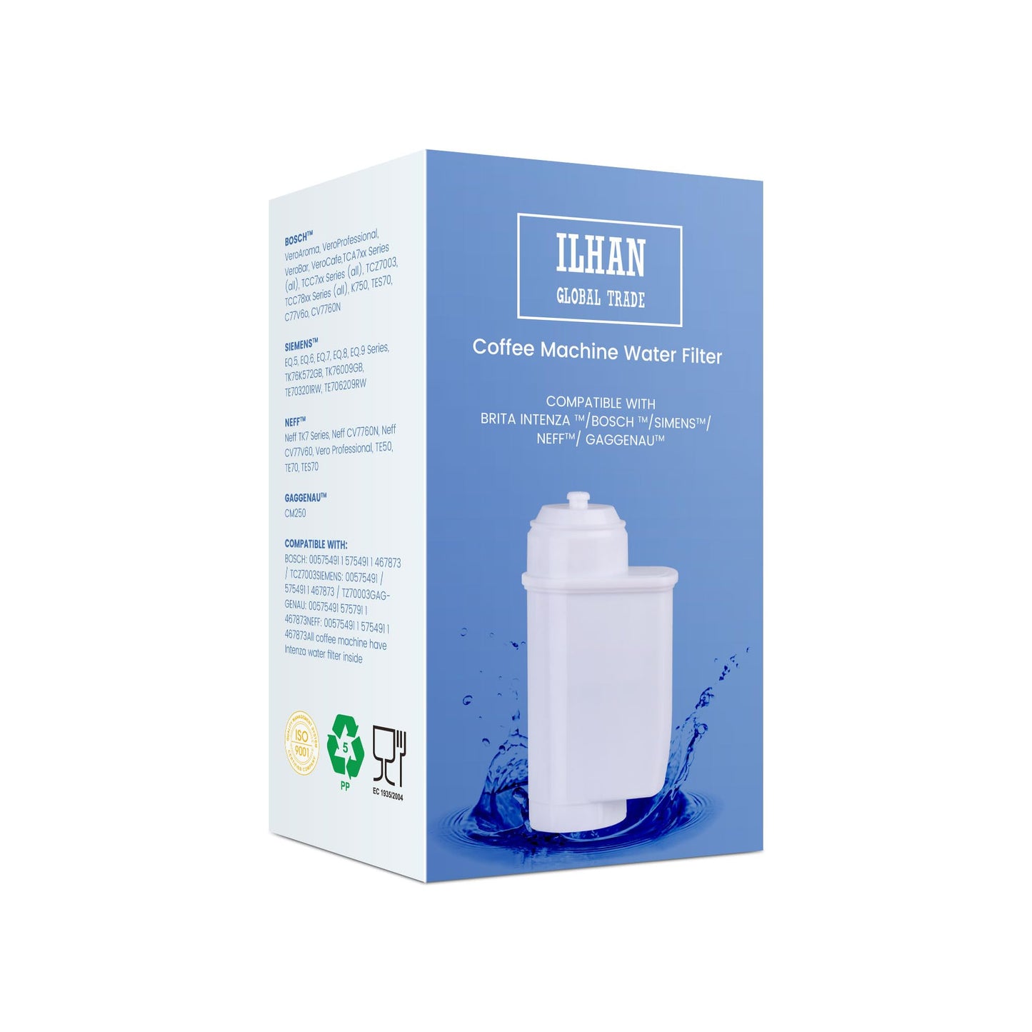 Compatible for Bosch Brita Intenza TCZ7003 water filter Espresso machine water filter compatible for BRITA INTENZA/SIEMENS/NEFF/GAGGENAU/VeroBar/VeroProfessional (3, Filters)