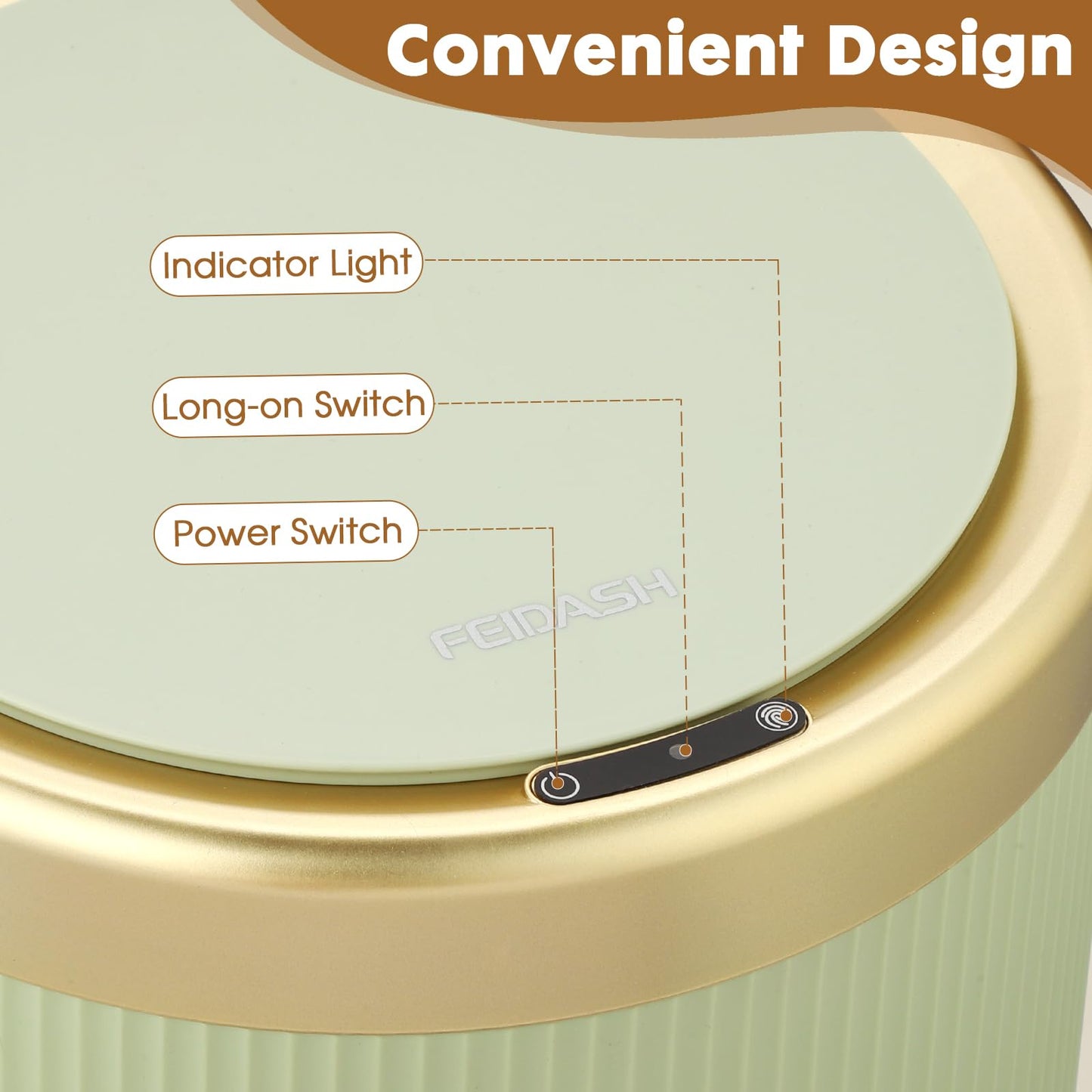 onlcuk Smart Touchless Bathroom Trash Can, 2.8 Gallon Automatic Motion Sensor Rubbish Can with Lid Electric Small Garbage Bin for Kitchen, Office, Toilet, Bedroom -Green
