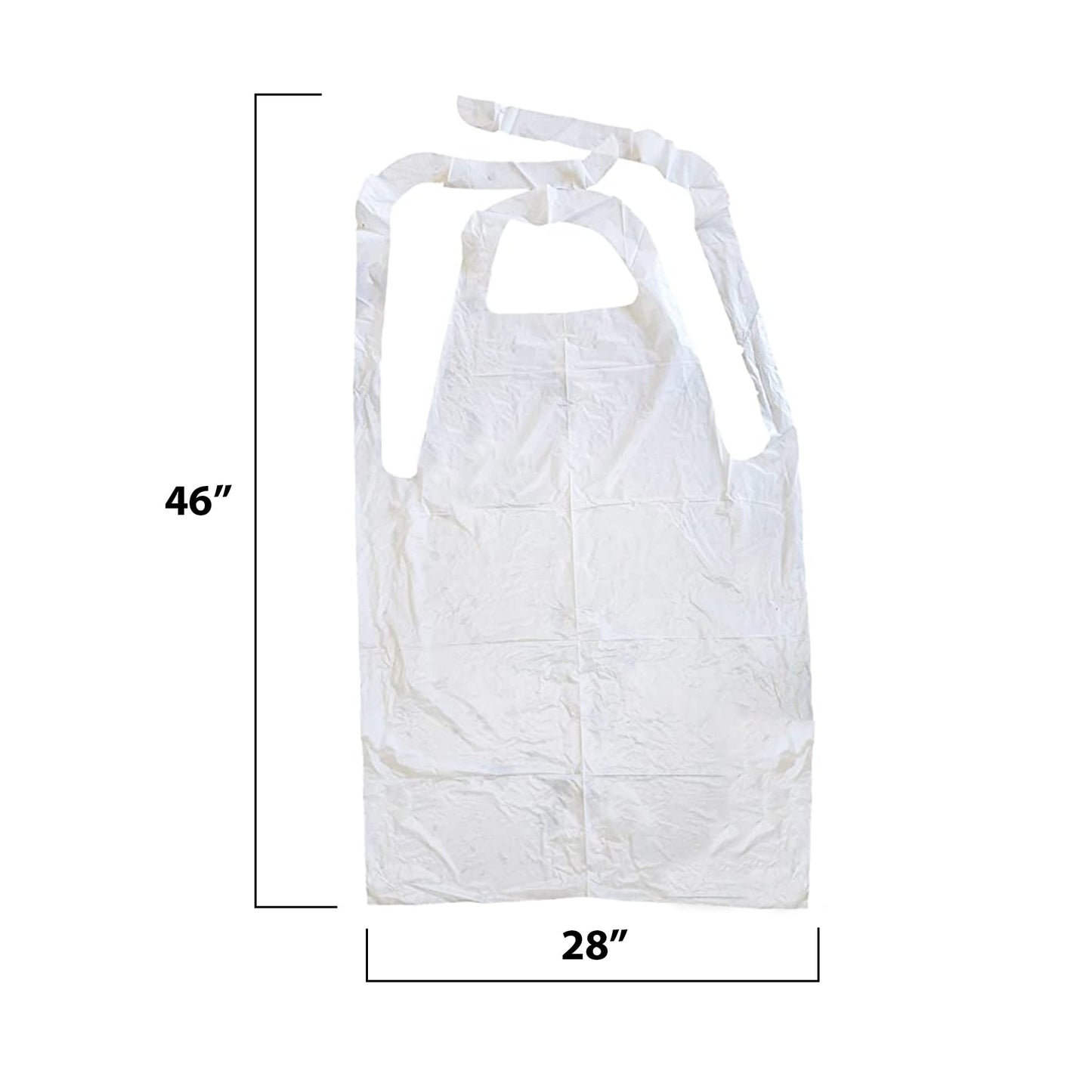 MT Products White Plastic/Poly Apron 46" x 28" - Disposable Kitchen Apron - Pack of 100