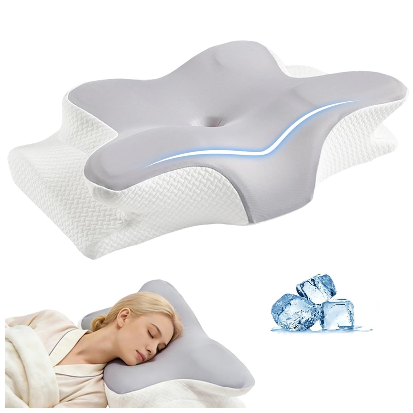 Ergo Cervical Neck Pillow for Deep Sleep – Ergonomic Neck Pain Relief Pillow, Orthopedic Contour Memory Foam Support, Odorless, Cooling Breathable Pillowcase, Promotes a Healthy Sleep Position