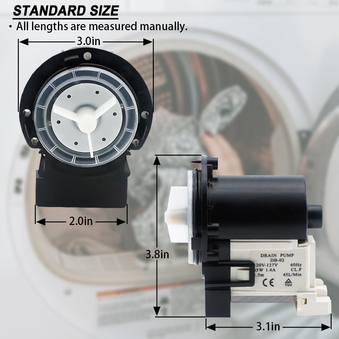 Washer Machine Drain Pump Compatible with LG WM2701HV WM2010CW WM2301HR WM2487HWM WM2487HWMA WM2016CW WM2050CW WM2650HWA WM5000HWA