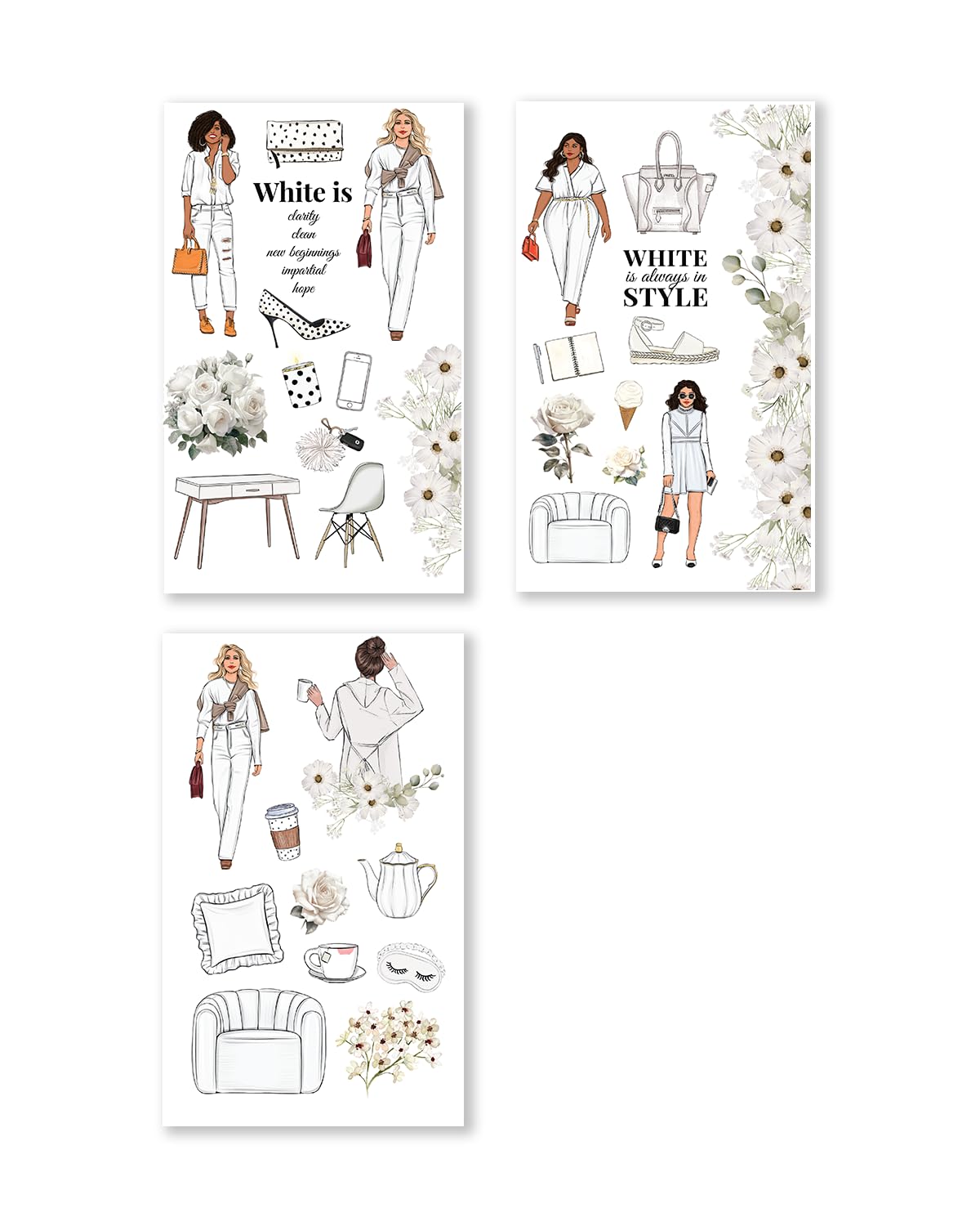 Rongrong Rainbow Girls Planner Stickers Book for Planners, Calendars, Journals – Aesthetic Premium Quality Hand Drawn – Scrapbook Stickers – 24 Pages