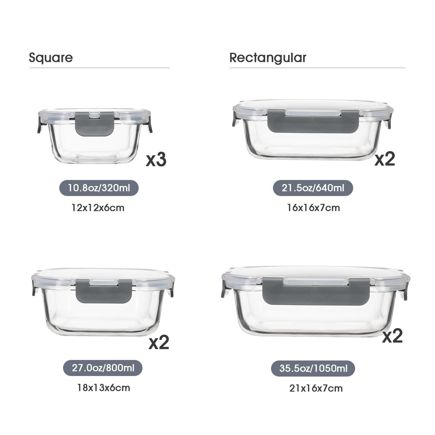 S SALIENT 18 Pieces Glass Food Storage Containers with Lids,Airtight Glass Meal Prep Containers,Glass Storage Containers Set for Kitchen,Pantry BPA Free & Leak Proof (9 lids & 9 Containers)