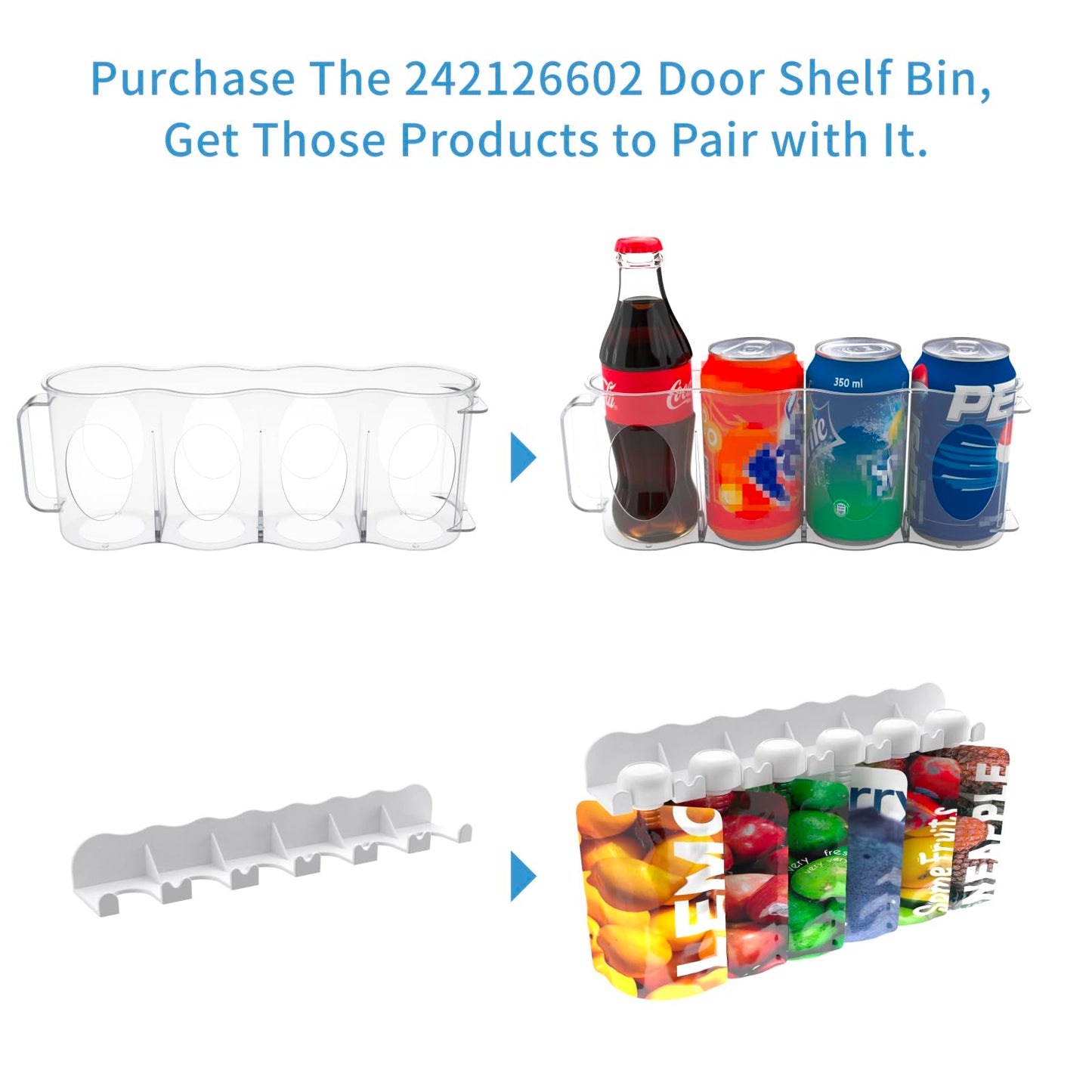 (2-Pack) UPGRADED 242126602 Refrigerator Door Shelves Bin Compatible with Frigi-daire Door Shelf Replacement LFSS2612TF FFSS2615TS FFSS2625TS Fit for Frigi-daire Refrigerator Parts 2421266 PS12364199
