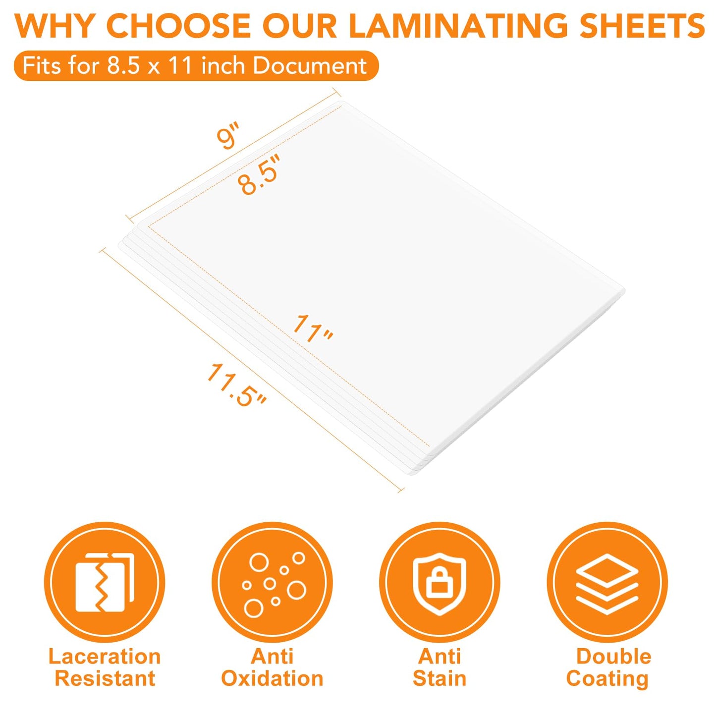 CAREGY 600 Pack Laminating Sheets,Holds 8.5 x 11 Inch Sheets,Thermal Laminating Pouches, 3 Mil, 9 x 11.5 Inches Lamination Sheet Paper for Laminator, Round Corner Letter Size