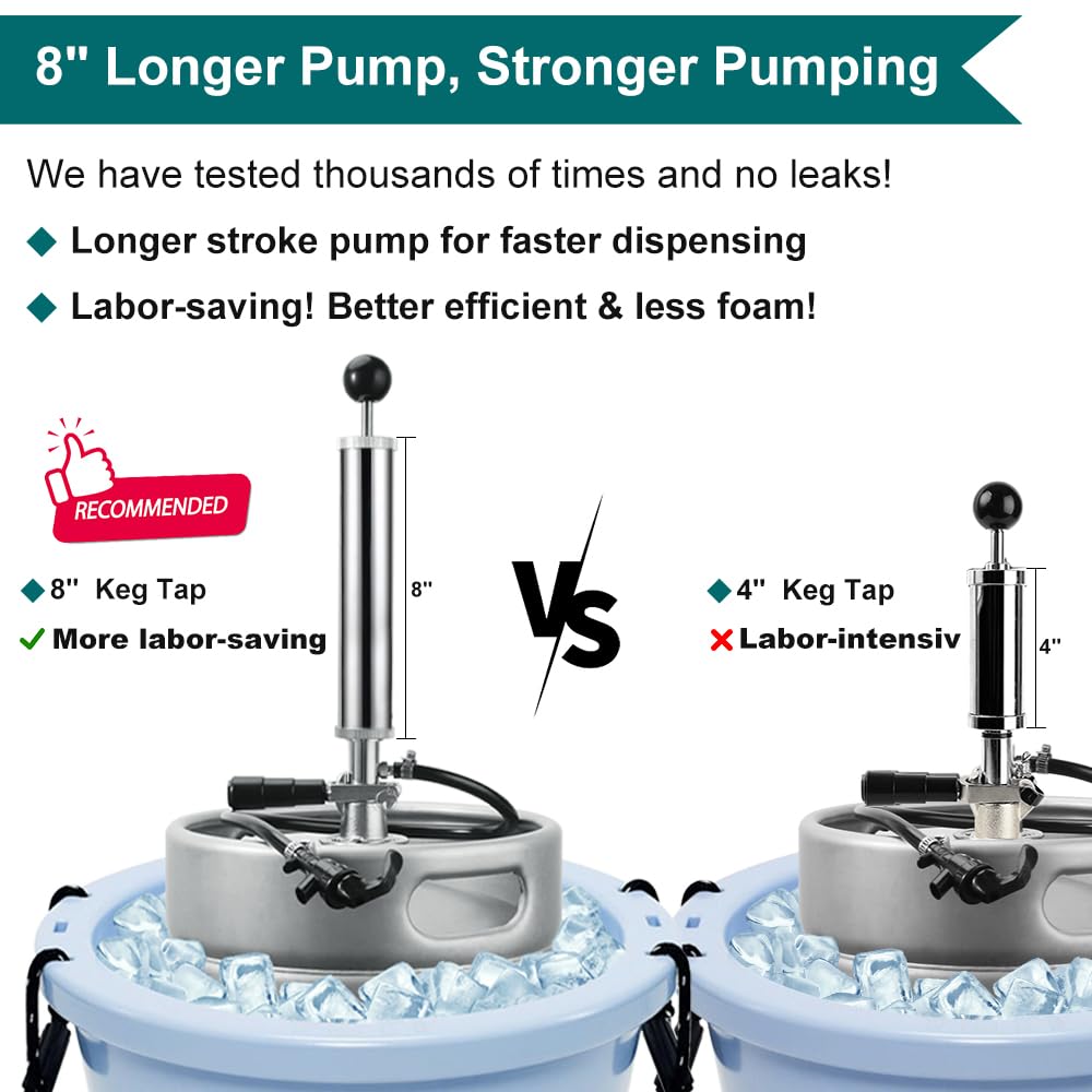 FERRODAY 8" Keg Tap Keg Pump D-System Beer Taps for Kegs US Keg Pump for Beer Keg Tap Kit Beer Keg Tap Beer Tap Keg Pump Tap Keg Taps for Beer Pump Keg Hand Pump Keg Tap for Beer Keg Tapper Party Tap